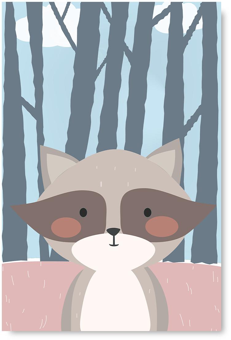 752x1105 Awkward Styles Raccoon in Forest Picture Raccoon Poster Raccoon Printed Artwork Cute Animals Poster Forest Wallpaper Baby Room Art Decor Raccoon Unframed Illustration Forest Inspirational Kids