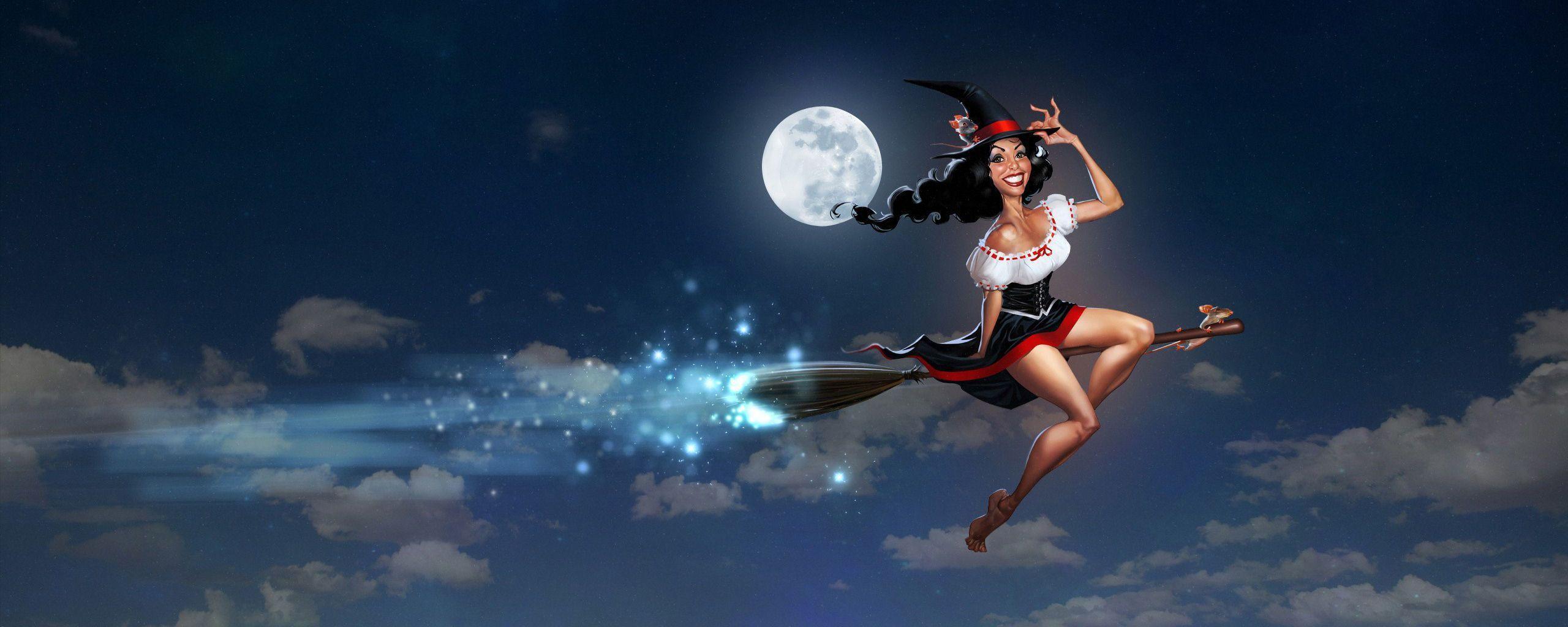 2560x1024 Beautiful Girl Dual Monitor Wallpaper FUll HD. Airbrush