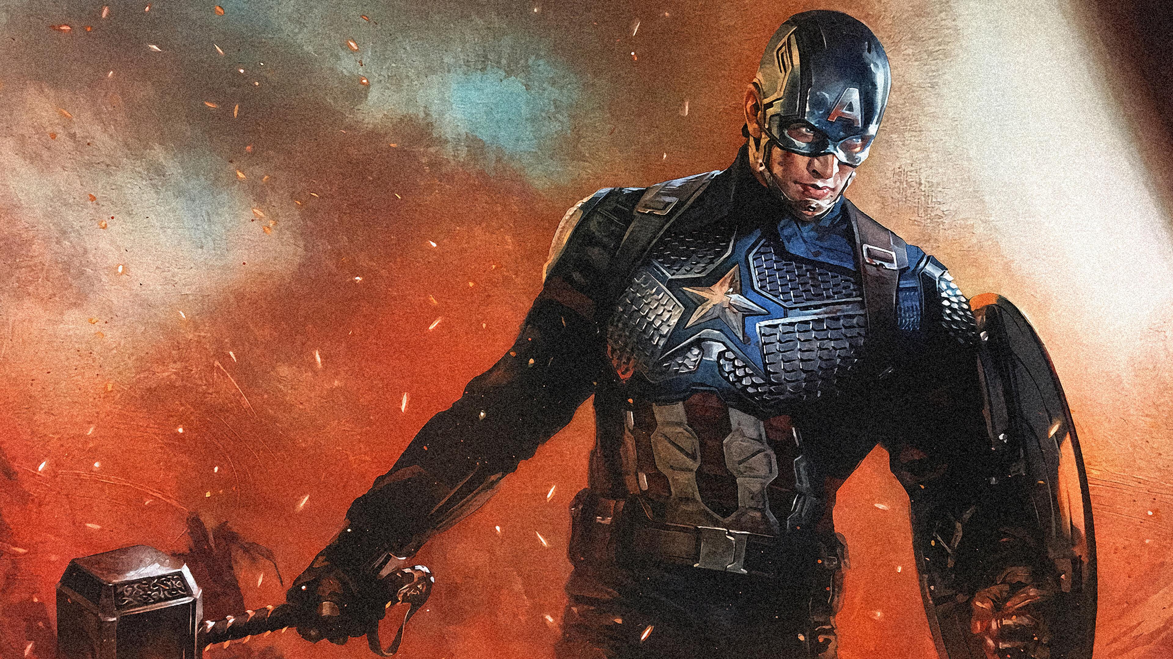 3840x2160 Captain America, Mjolnir, Hammer, Avengers Endgame, 4K wallpaper. Mocah HD Wallpaper