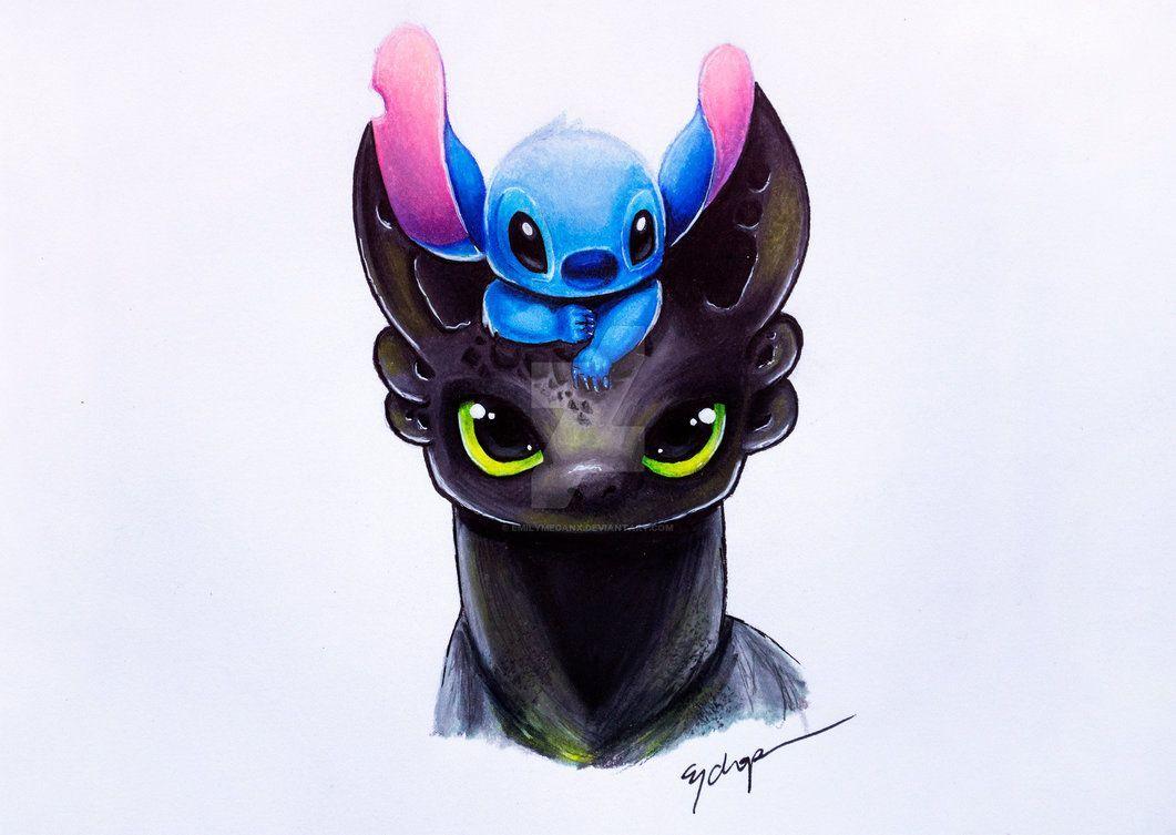 1061x753 Toothless and Stitch Wallpaper