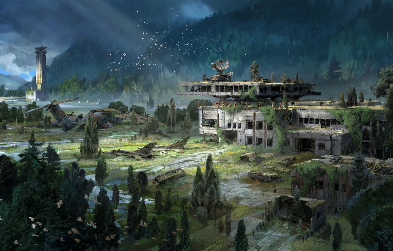 1332x850 Wallpaper landscape, ruins, aircraft, Destiny - for desktop, section игры