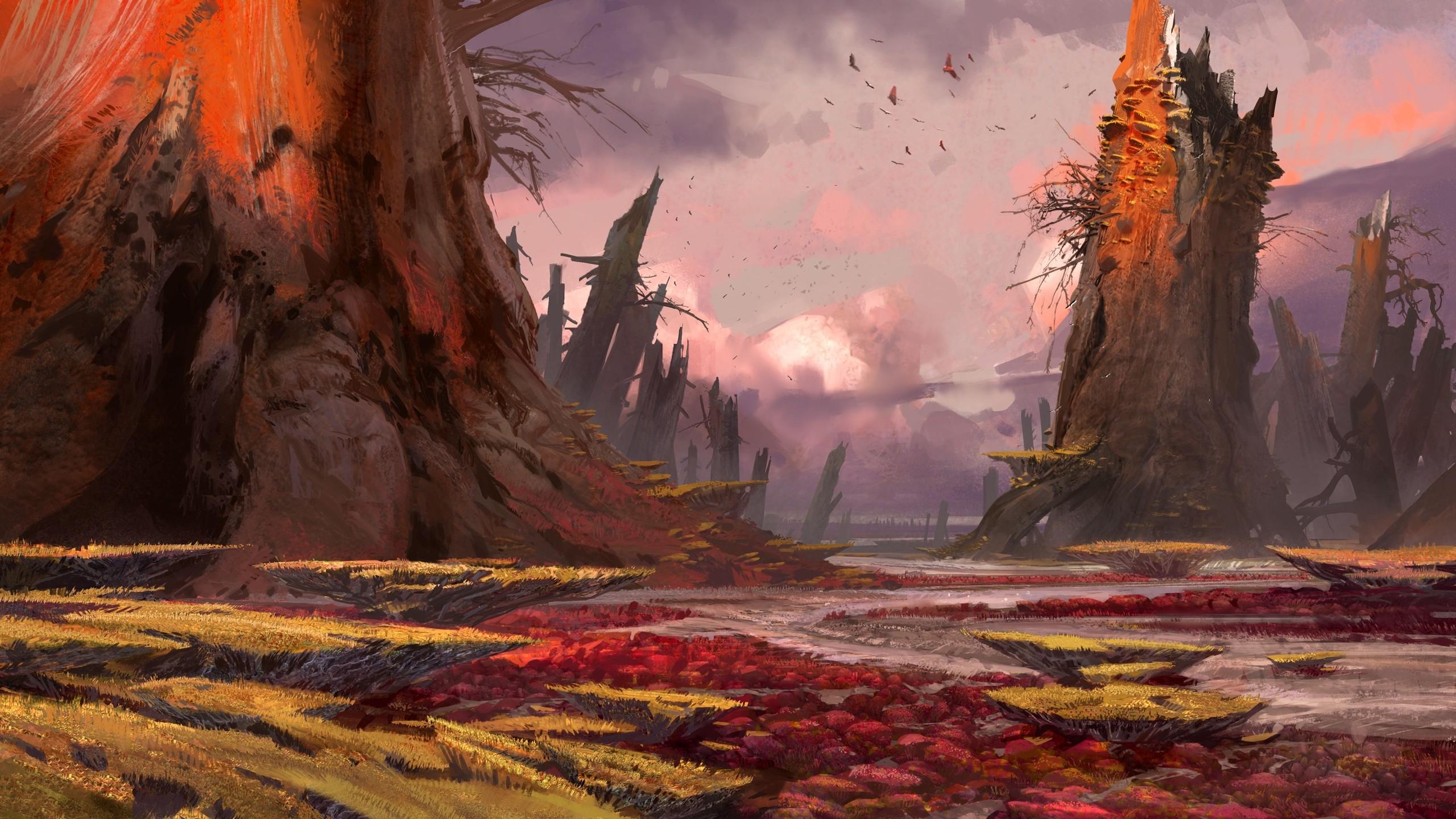 2560x1440 landscapes, Birds, Concept, Art, Artwork, Bungie, Destiny, video, Game Wallpaper HD / Desktop and Mobile Background
