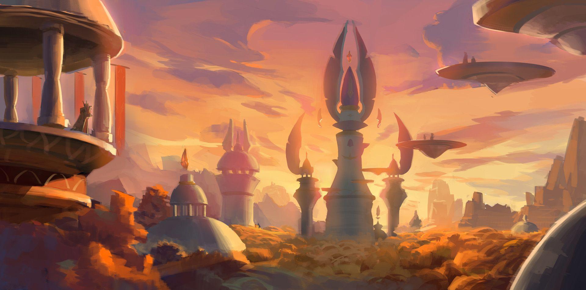 1920x951 Silvermoon City Projects QR8On. Fantasy Landscape, Warcraft Art, City Concept Art