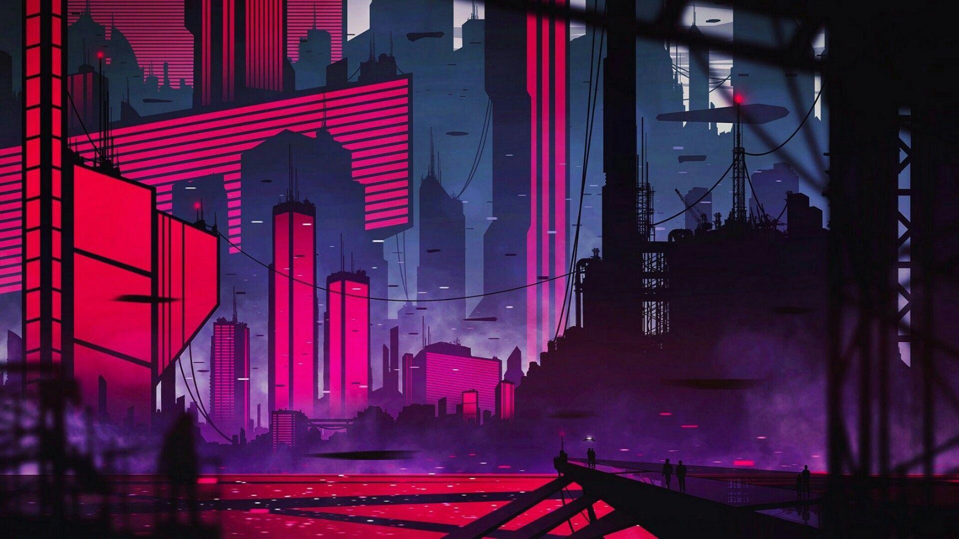 1920x1080 Neon City Aesthetic Wallpaper
