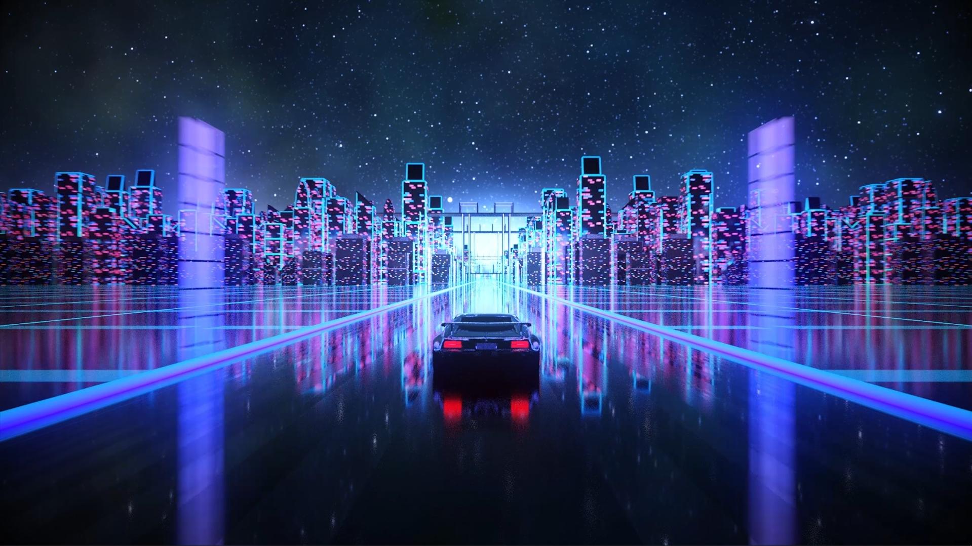 1919x1079 The car goes in the neon city live wallpaper [DOWNLOAD FREE]
