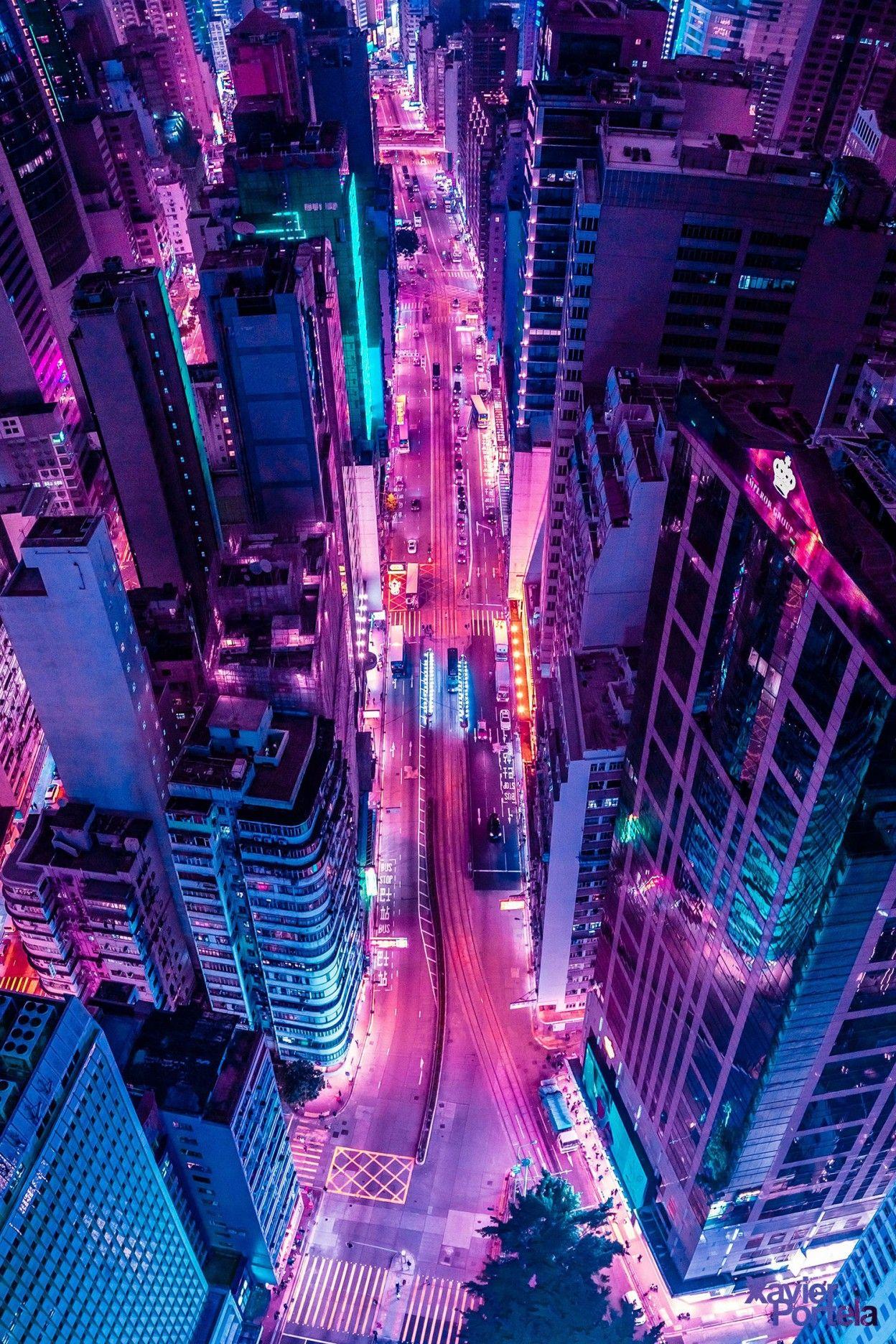 1248x1872 Aerial Explorations of International Cityscapes Washed in a Neon Glow by Xavier Portela. Neon wallpaper, Neon aesthetic, Synthwave neon