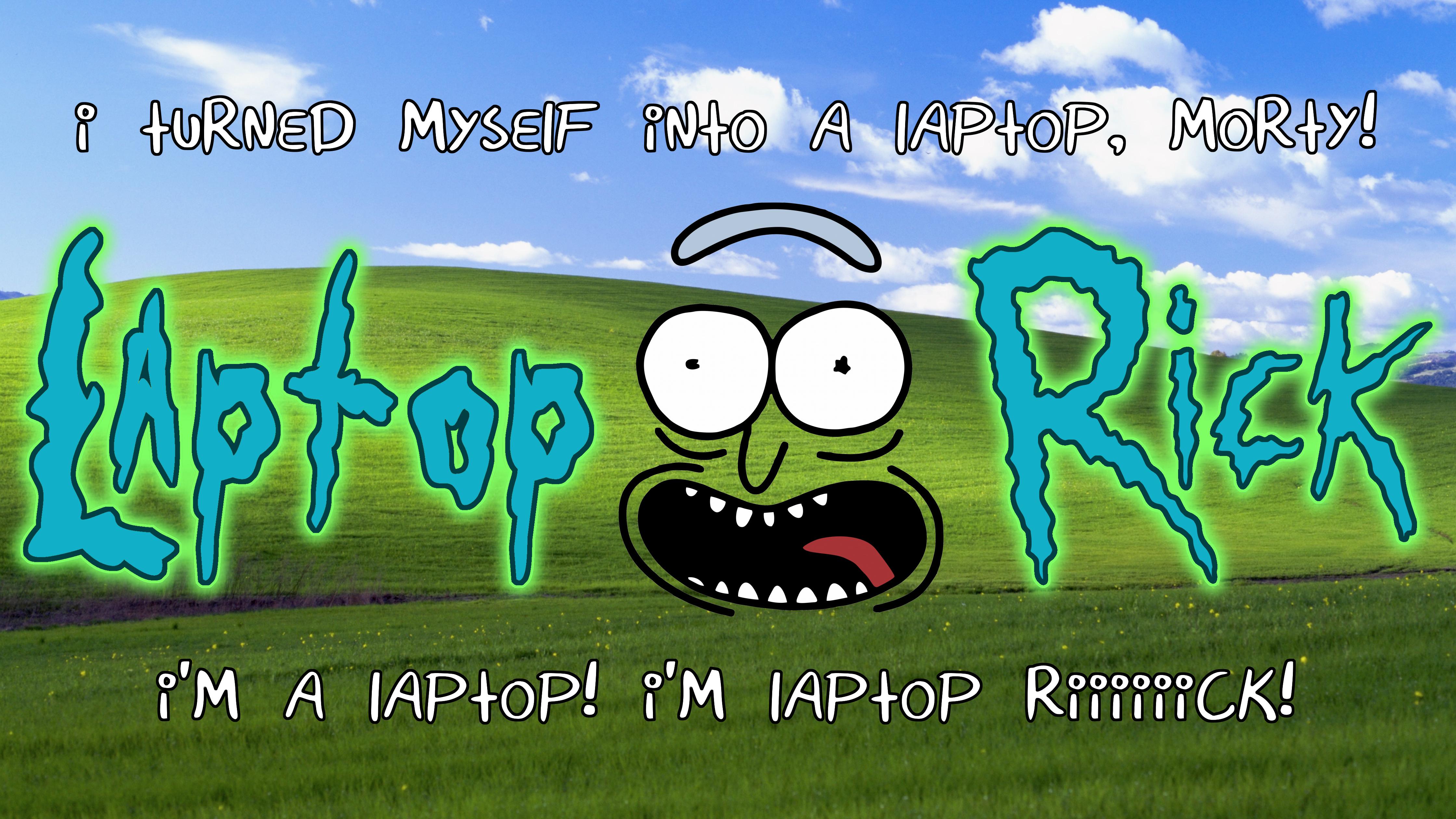 4480x2520 Laptop Rick with Logo Text 4k Ultra HD Wallpaper