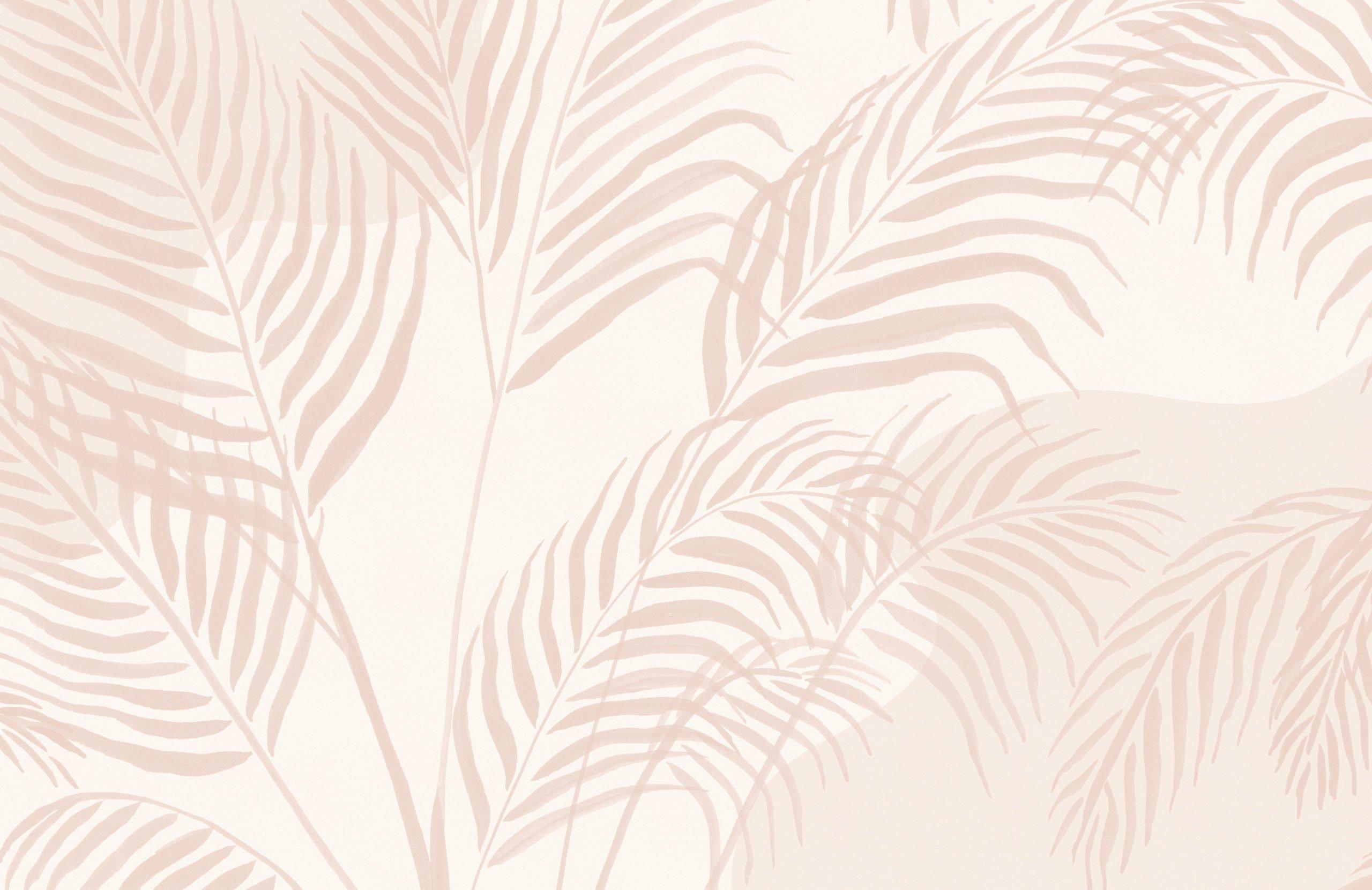2560x1661 Pink Palm Leaf Inky Tropical Wallpaper Mural