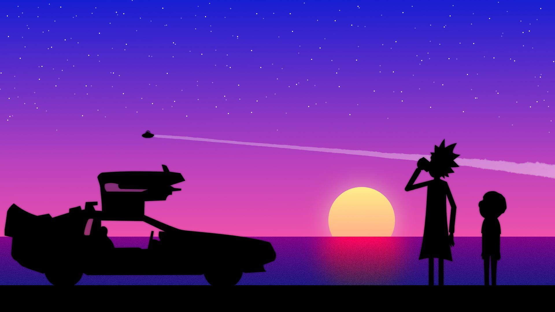 1920x1080 Rick and Morty by the sea wallpaper Rick and Morty #sunset Rick Sanchez #DeLorean #wubalubadubdub Mort. Rick and morty, Morty wallpaper, Rick and morty wallpaper
