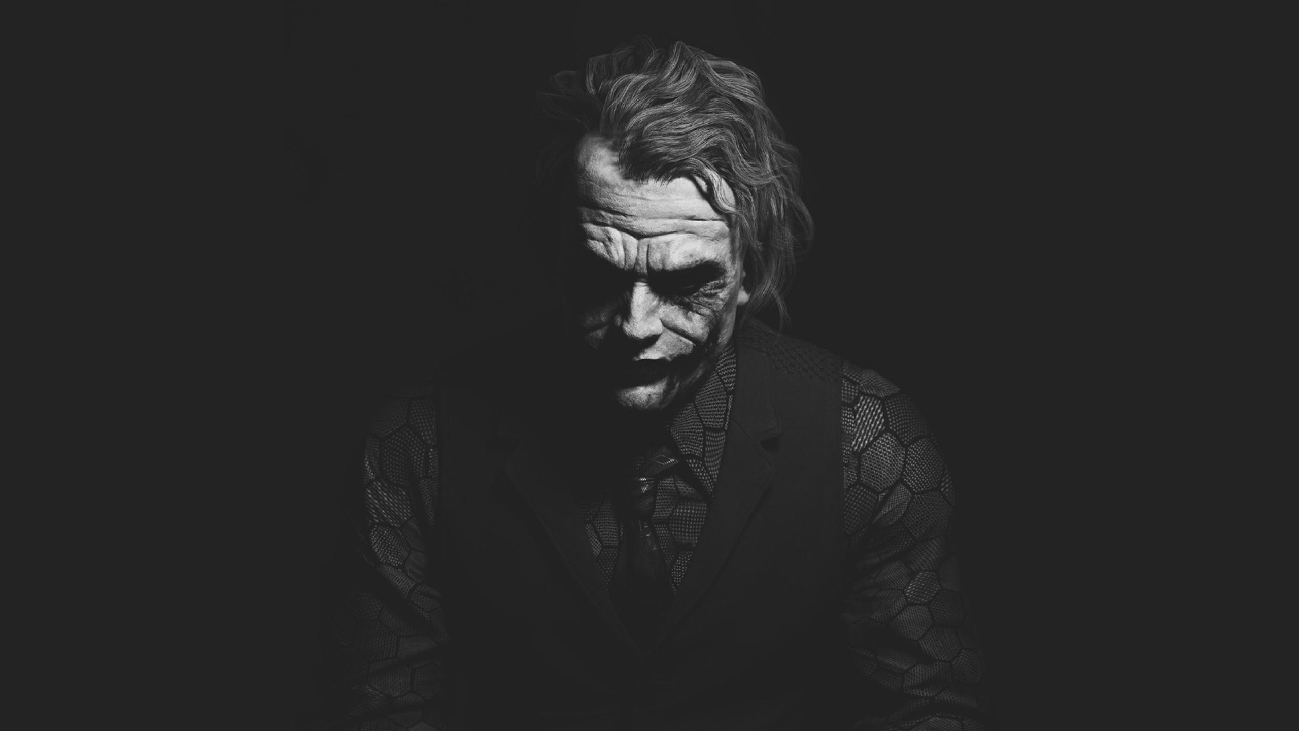 2560x1440 Download 2560x1440 Heath Ledger, Joker, Monochrome, Batman Wallpaper for iMac 27 inch