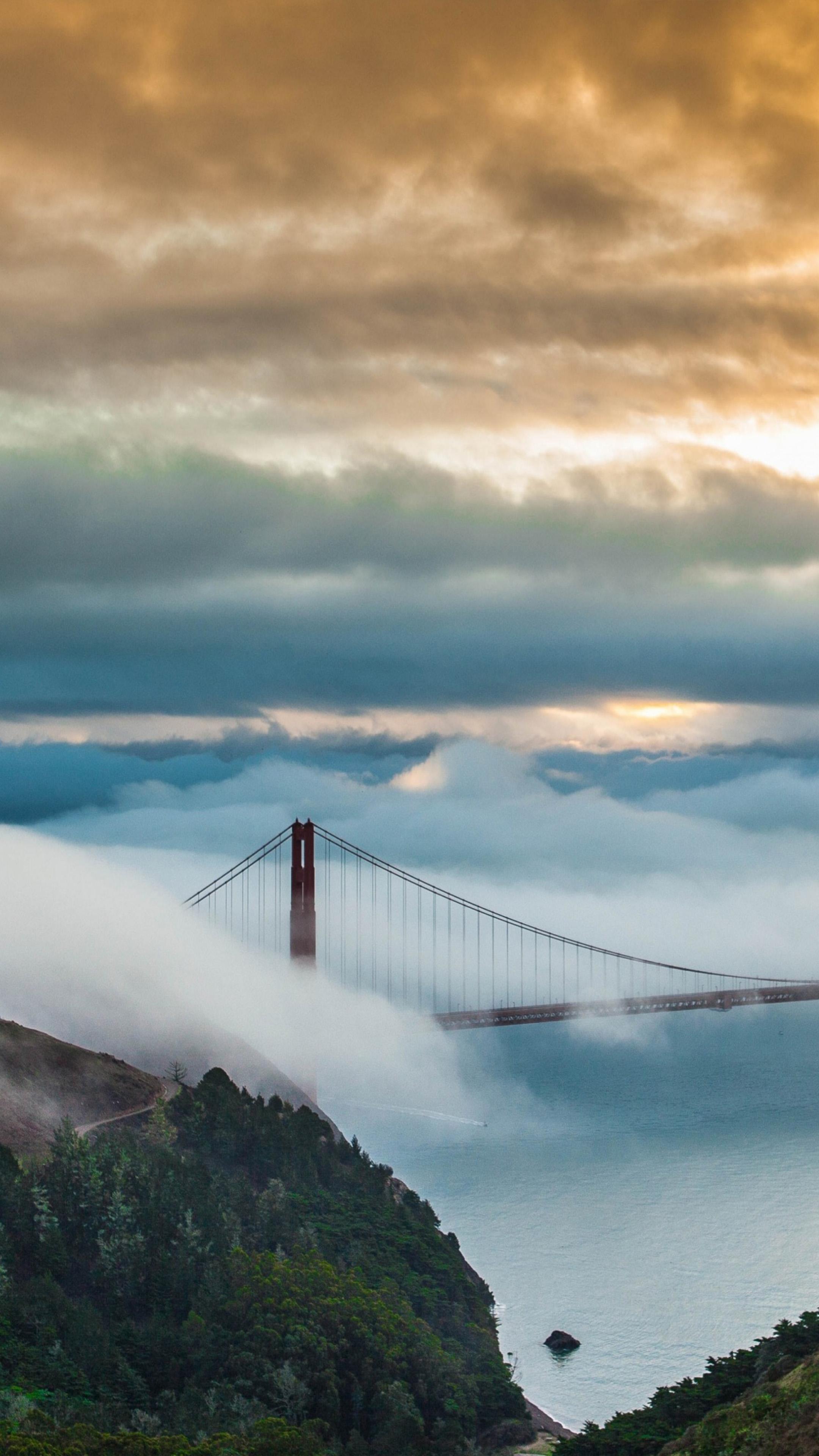 2160x3840 Golden Gate Bridge San Francisco Fog Morning 4K Ultra HD Mobile Wallpaper