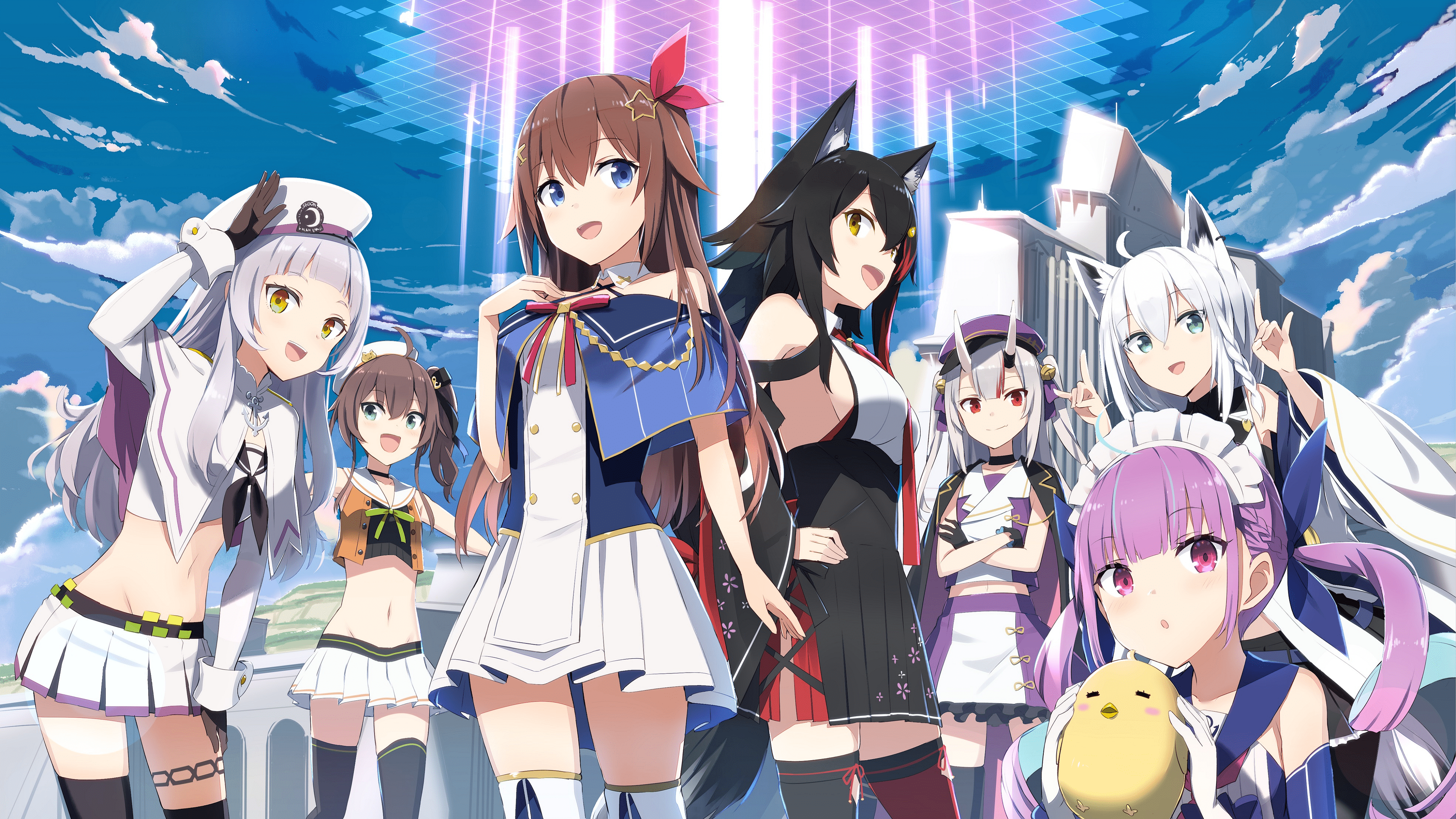 3840x2160 Hololive Nakiri Ayame Minato Aqua Shirakami Fubuki Ookami Mio 4k Ultra HD Wallpaper