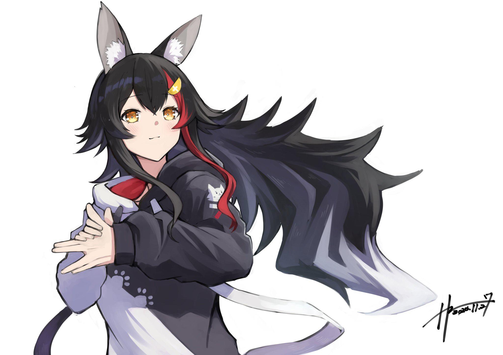 2048x1448 Anime White Background Hololive Ookami Mio Animal Ears Wolf Girls Anime Girls Yellow Eyes Long Hair Wallpaper:2048x1448