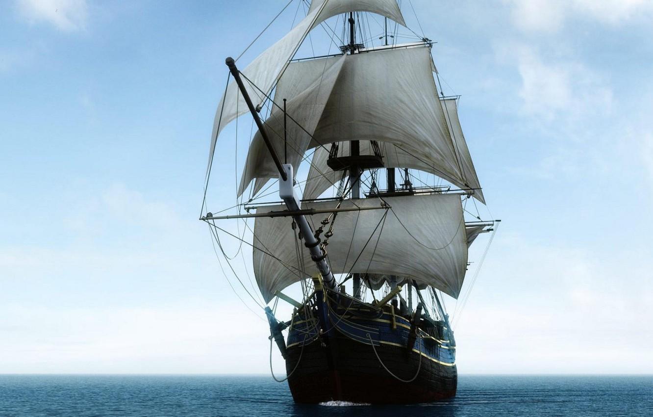1332x850 Wallpaper sea, ship, sails, big sailing ship image for desktop, section пейзажи