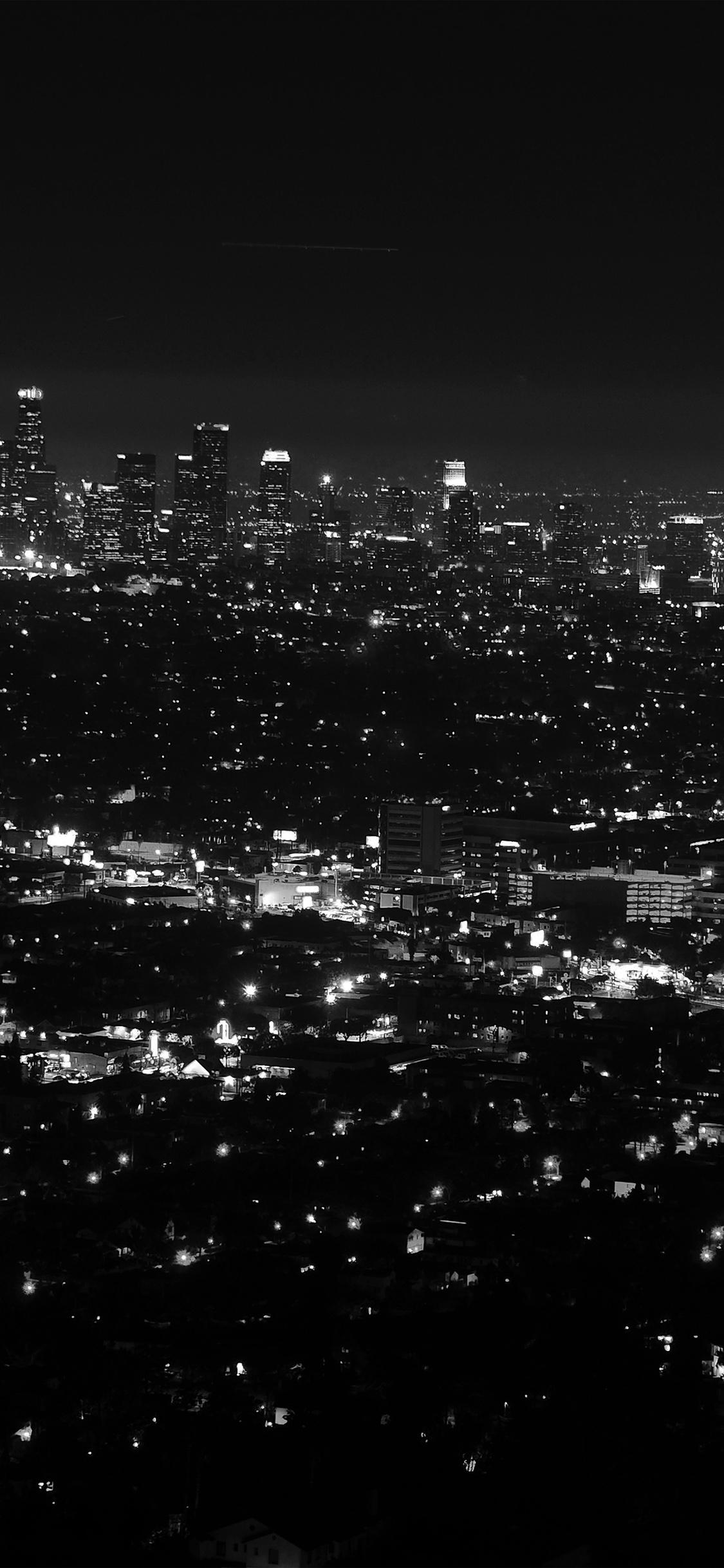 1125x2436 iPhone X wallpaper. city view night light bw dark