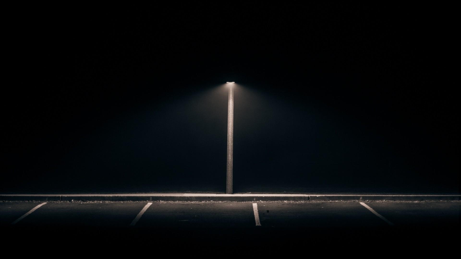 1920x1080 1920x1080 minimalism black background photography street lamps street light lights dark night abandoned lines empty path parking lot isolation alone wallpaper JPG 128 kB