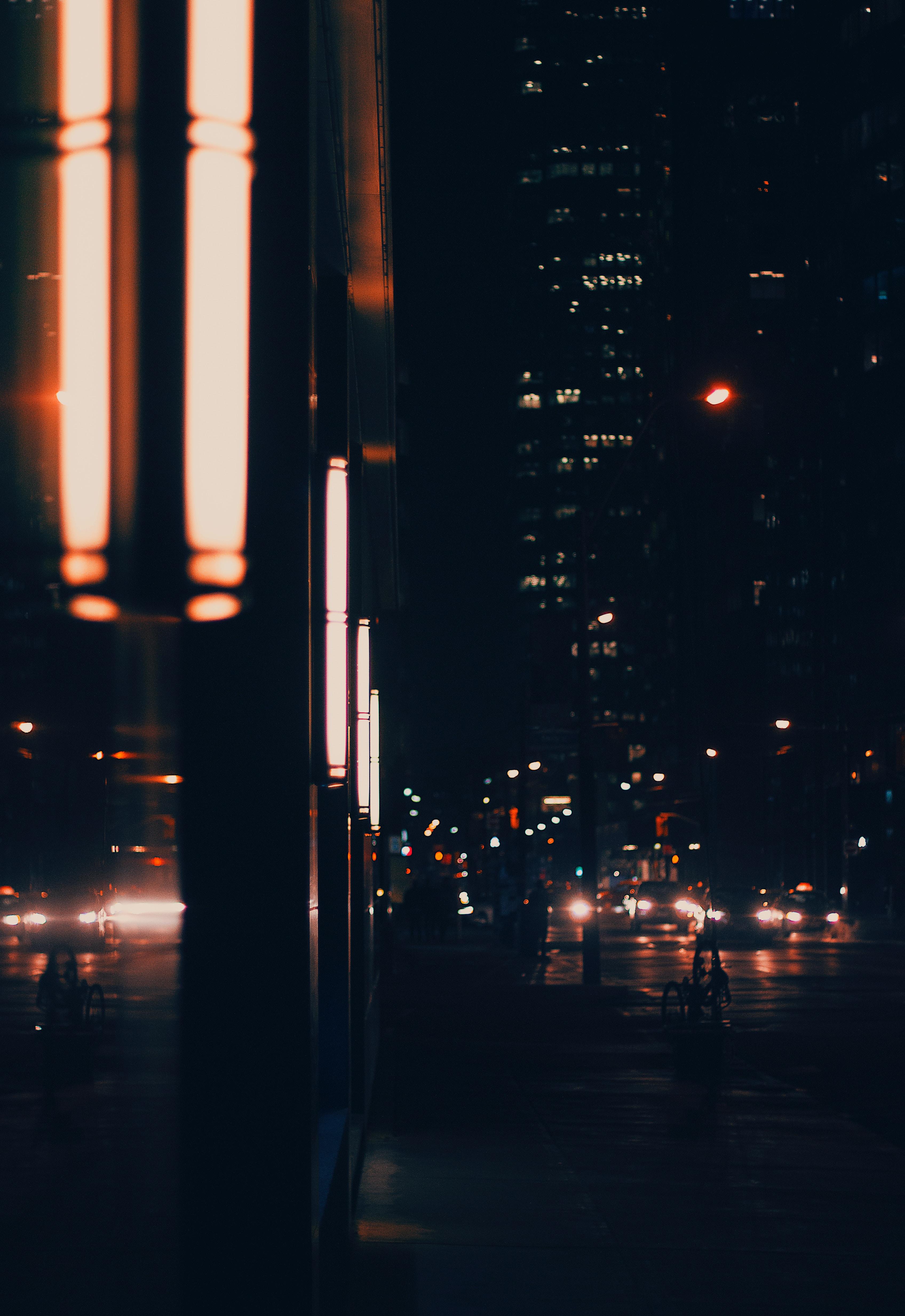 3392x4931 Download wallpaper 3392x4931 night city, street, dark, lights, buildings, cars HD background