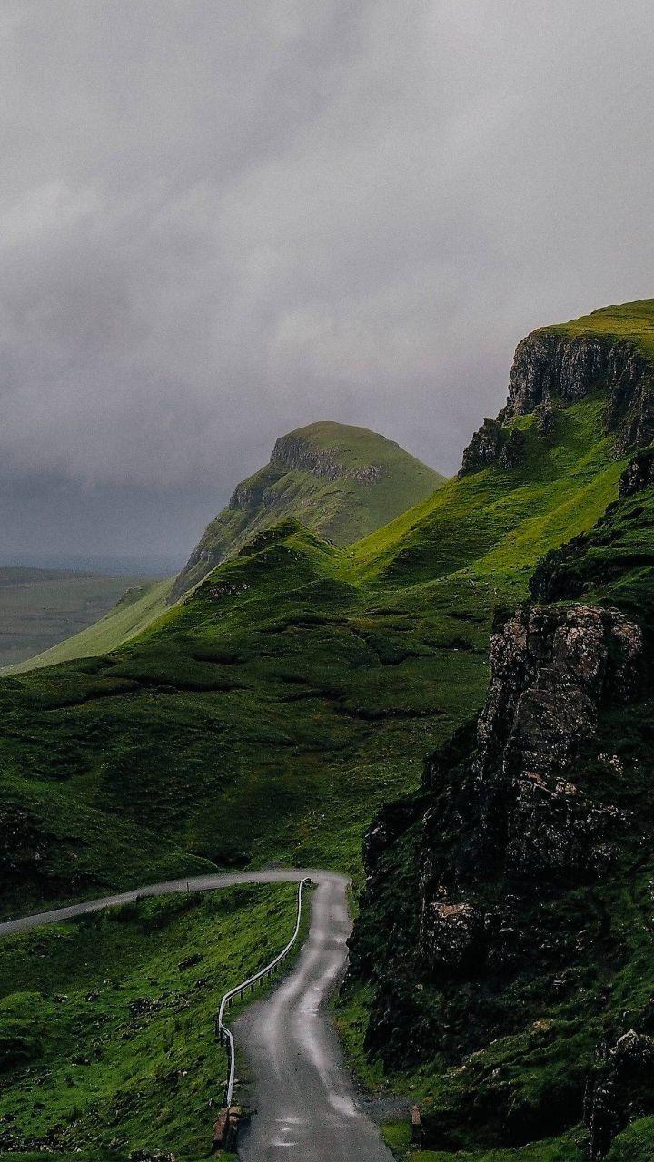 720x1280 Overcast #Nature #Mountan #Green #Road. Nature wallpaper, Background iphone wallpaper, Scotland wallpaper