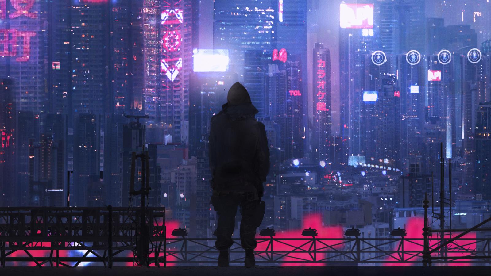 1600x900 Desktop Wallpaper Modern, Futuristic City, Night, Art, HD Image, Picture, Background, 228ea9