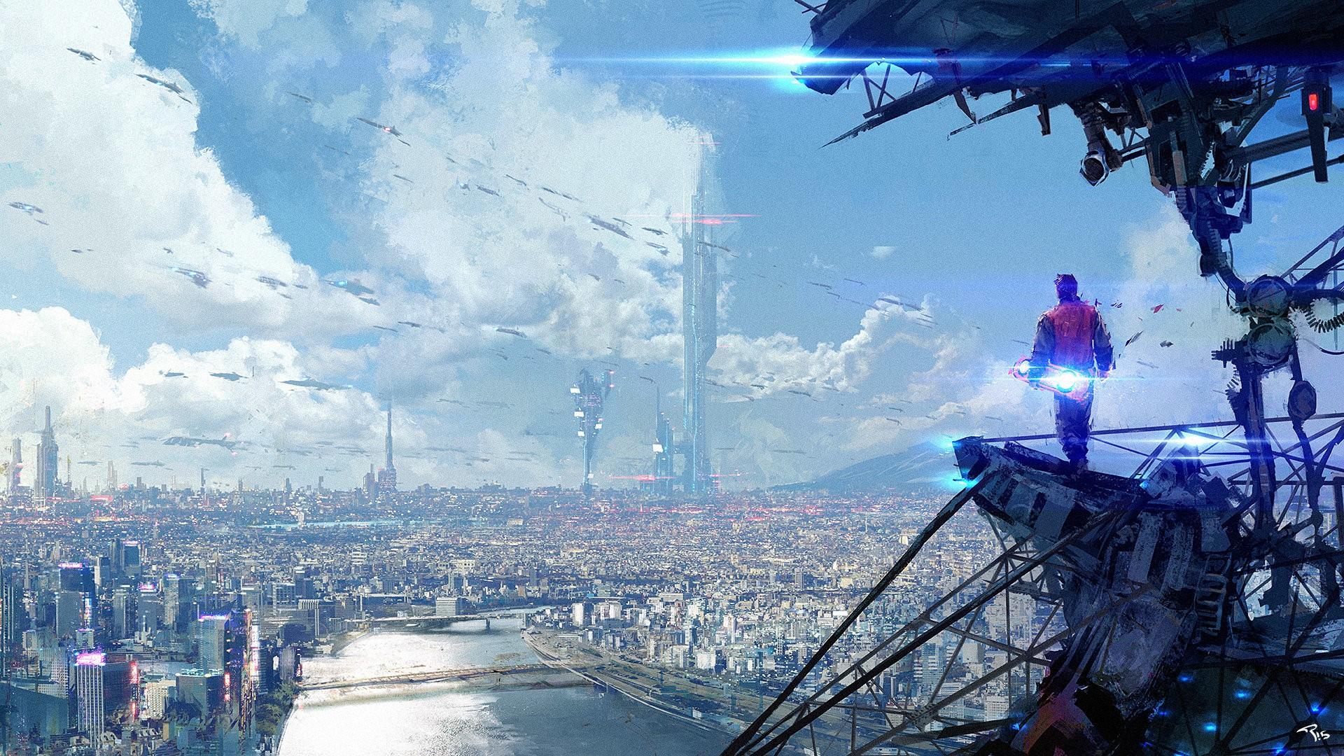 1920x1080 #cityscape, #futuristic city, #digital art, #city, #futuristic, #artwork, #concept art, #Back to the Future, wallpaper. Mocah HD Wallpaper