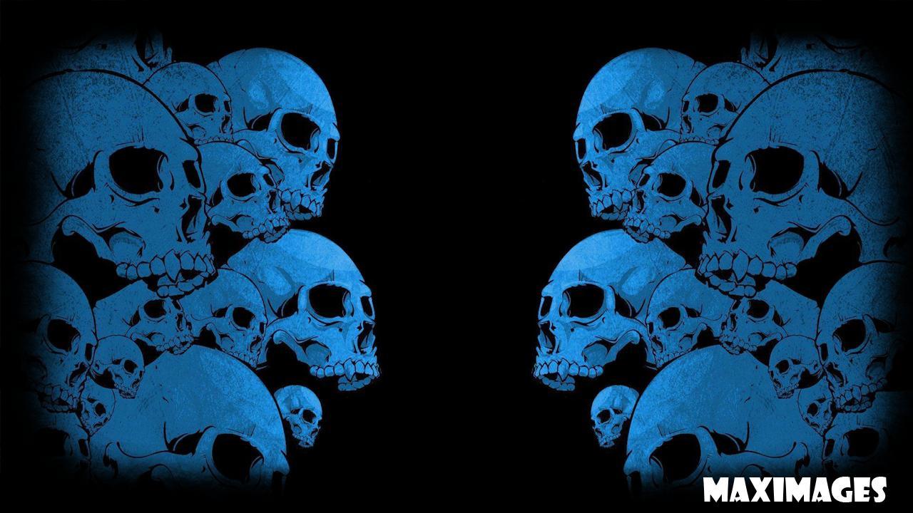 1280x720 Blue Skull Wallpaper for Android