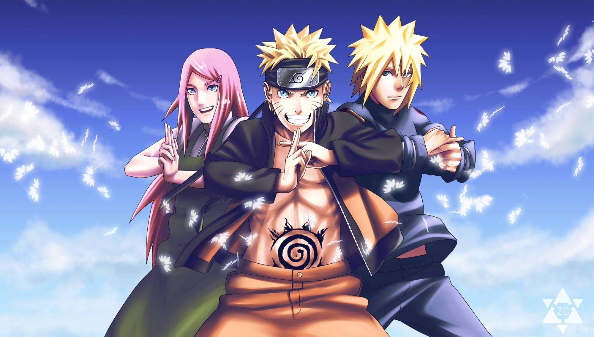 2000x1135 paintings naruto shippuden digital art konoha anime uzumaki kushina naruto uzumaki minato namikaze