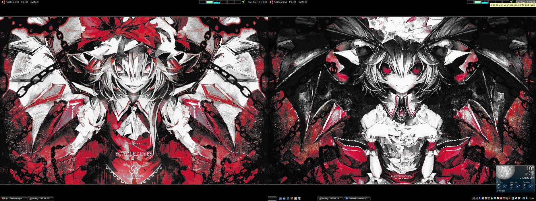 1867x700 Touhou vampires Flandre Scarlet Remilia Scarlet games Banpai Akira