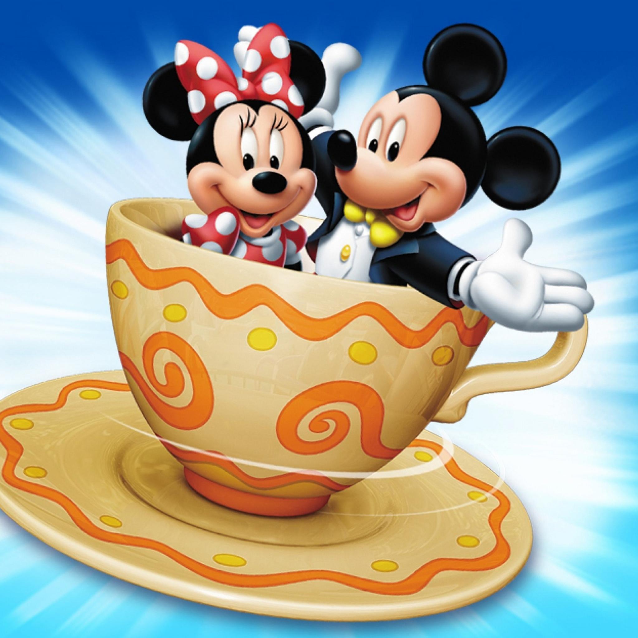 2048x2048 Mickey And Minnie Mouse In Cup Wallpaper for iPad Air