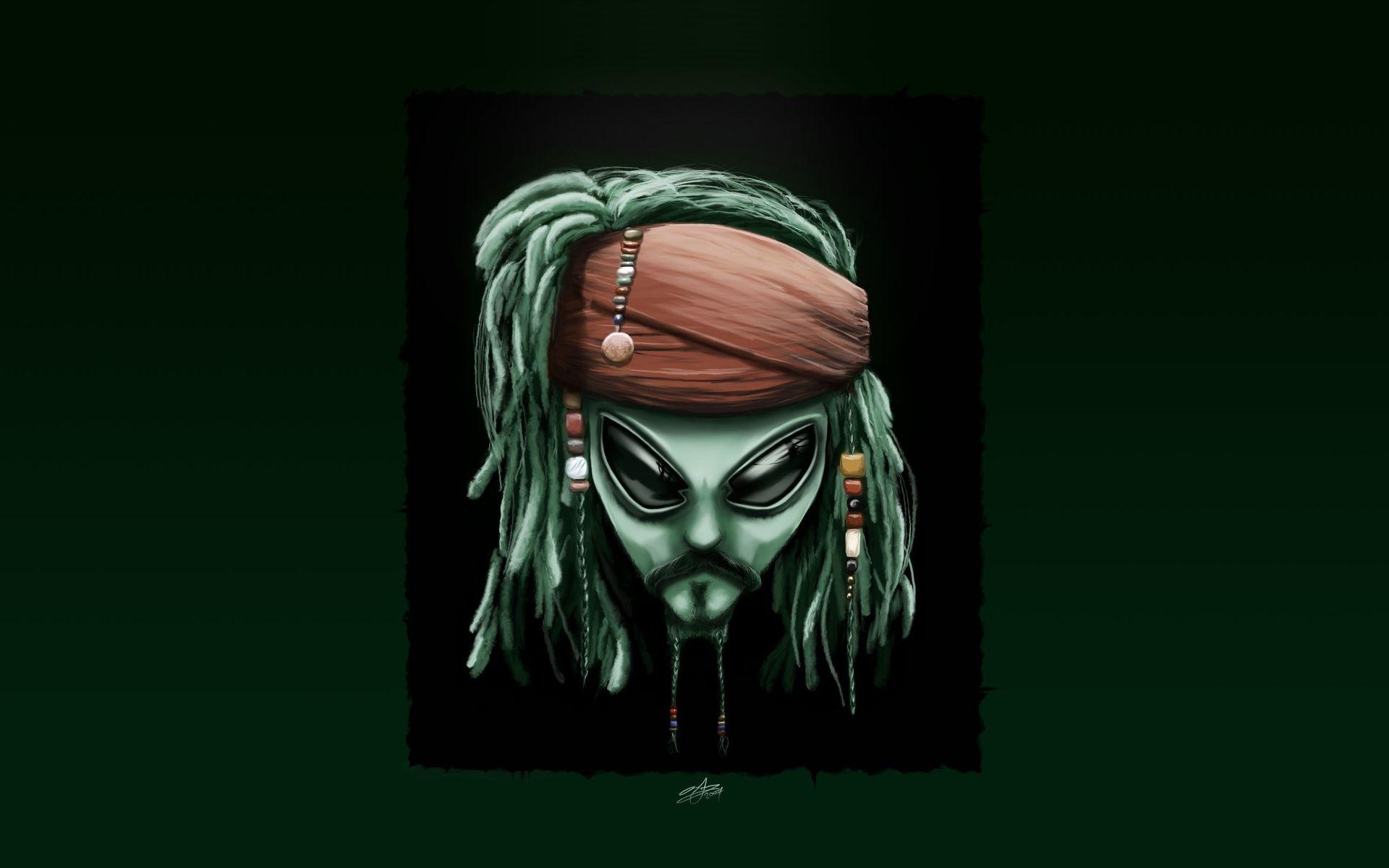 1920x1200 Alienware johnny depp digital art artwork alien captain jack sparrow wallpaperx1200