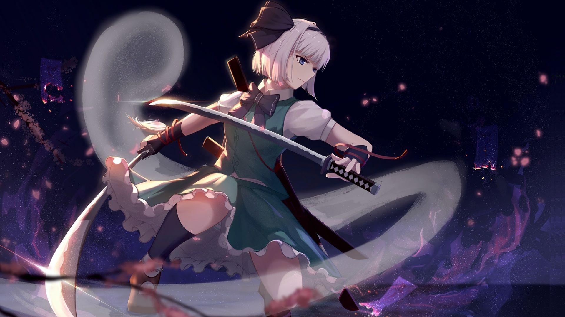1920x1080 Desktop wallpaper youmu konpaku, warrior with swords, anime girl, HD image, picture, background, ccb1c9