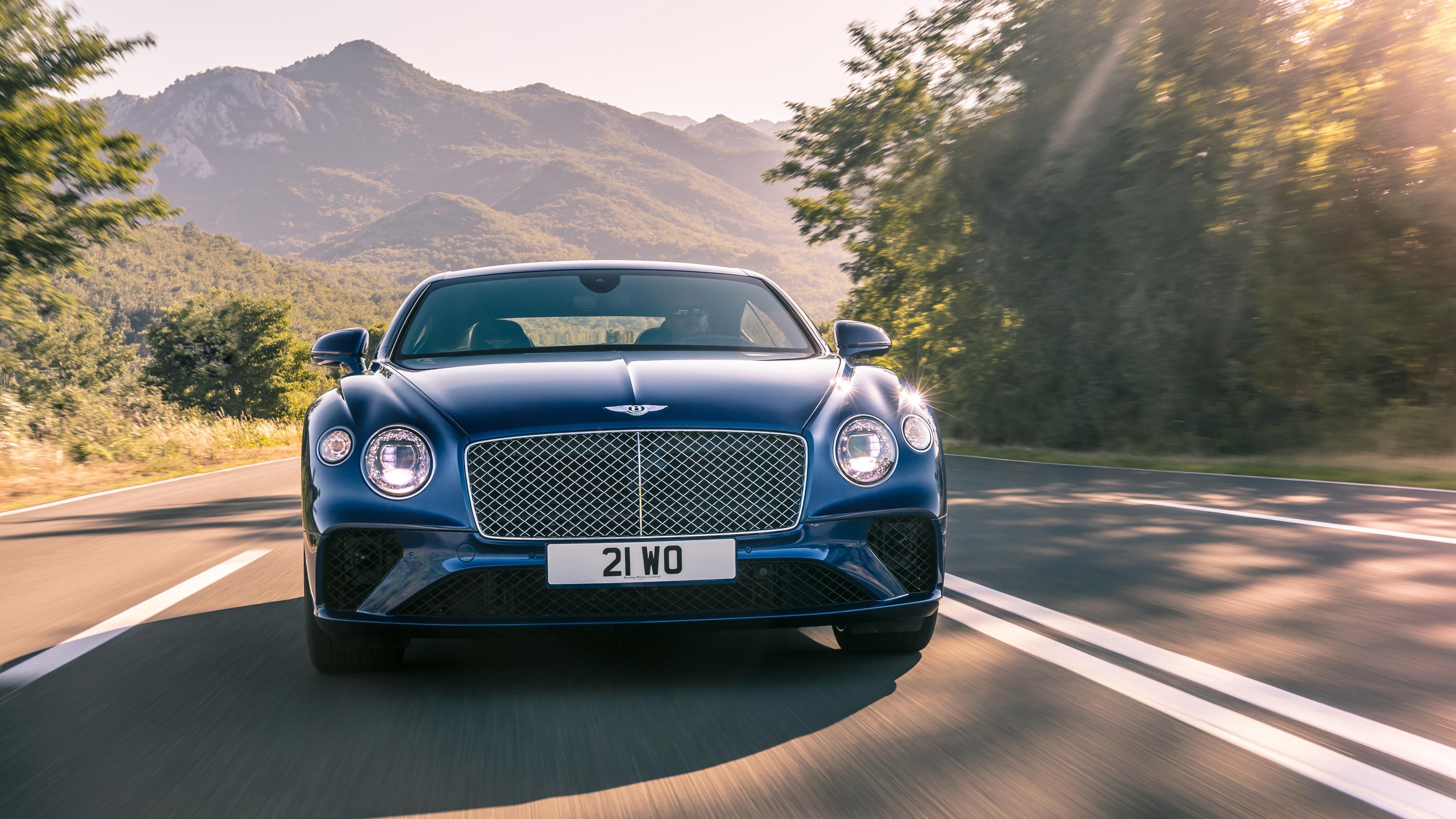 4096x2304 Bentley Continental Gt Blue Front View 4k