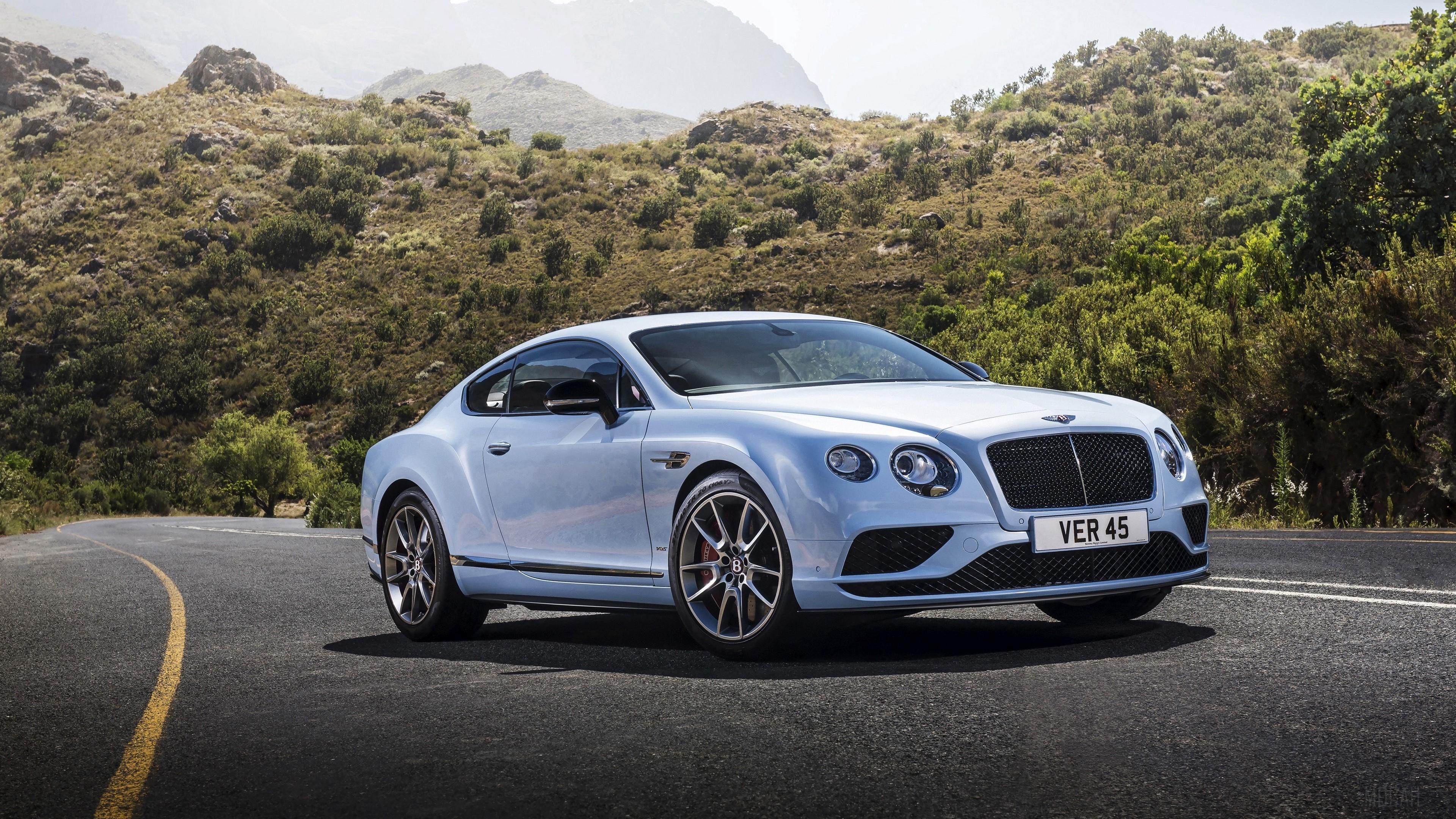 3840x2160 bentley, continental, gt, white, side view, road 4k wallpaper. Mocah HD Wallpaper