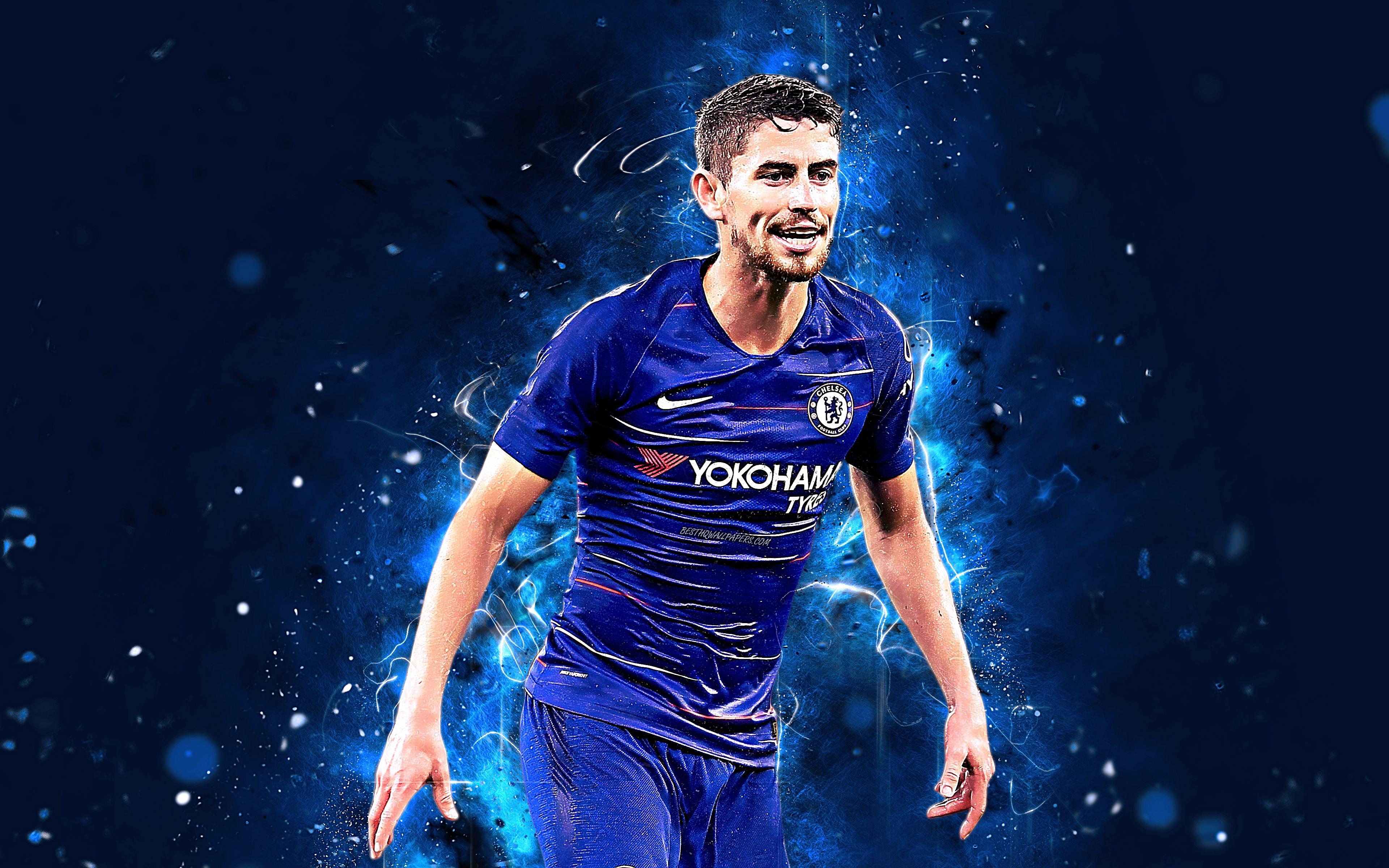 3840x2400 Download wallpaper 4k, Jorginho, abstract art, football stars, Chelsea, soccer, Jorge Luiz Frello Filho, Premier League, footballers, neon lights, Chelsea FC for desktop with resolution 3840x2400. High Quality HD picture wallpaper