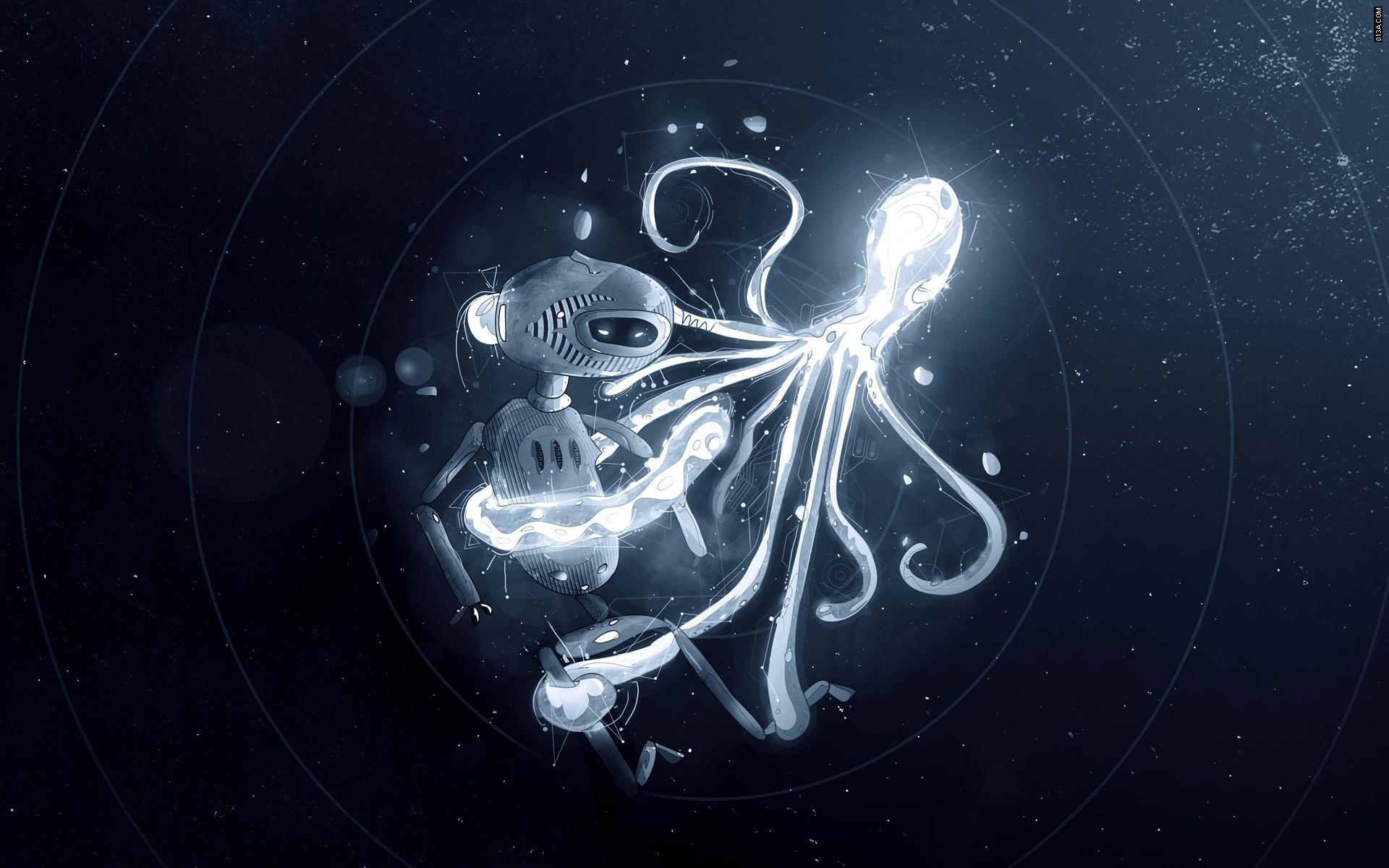 1920x1200 outer space vector illustrations octopus battles illustrator vector art matei apostolescu