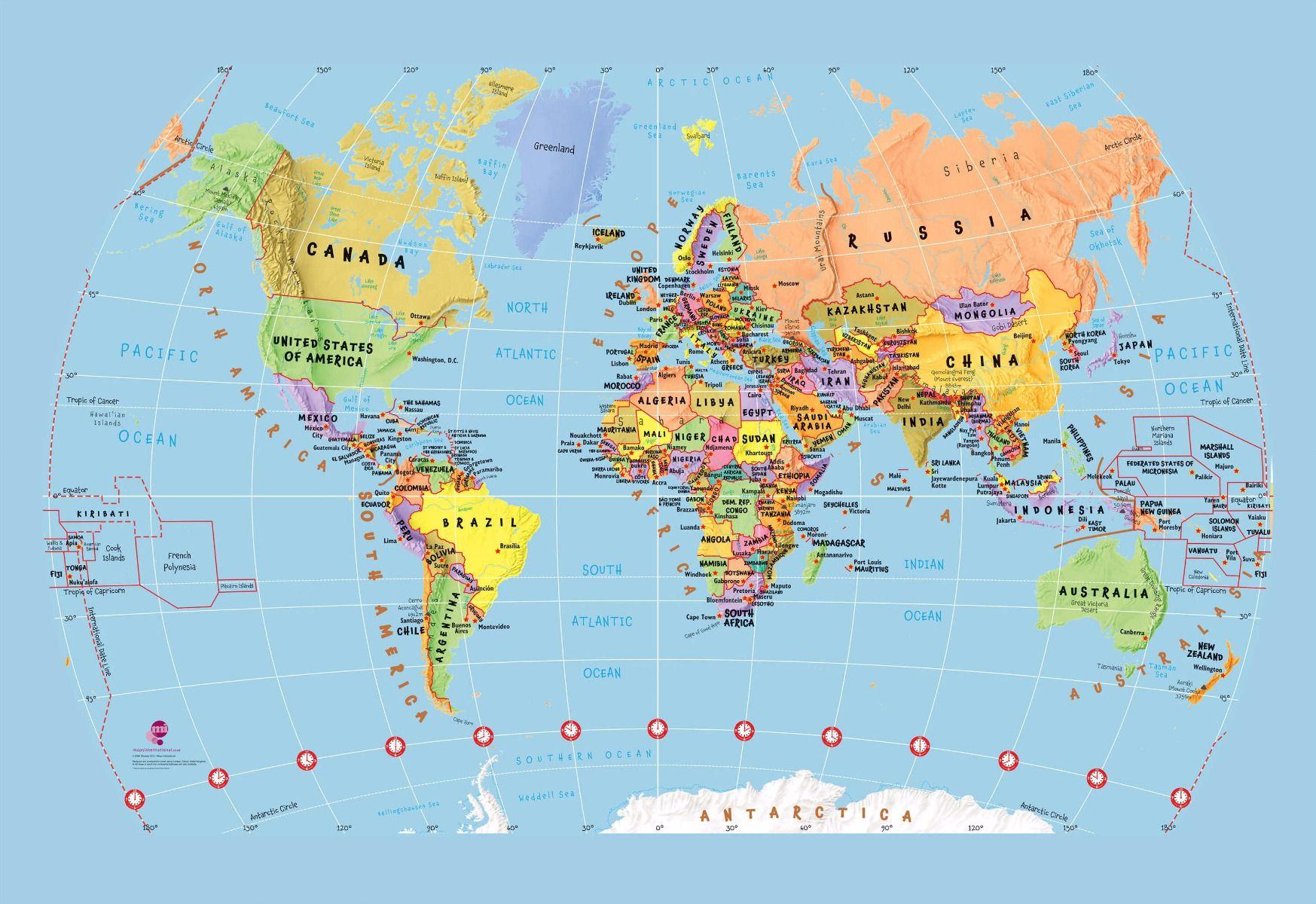 1747x1200 Blue Children's World Map Wallpaper