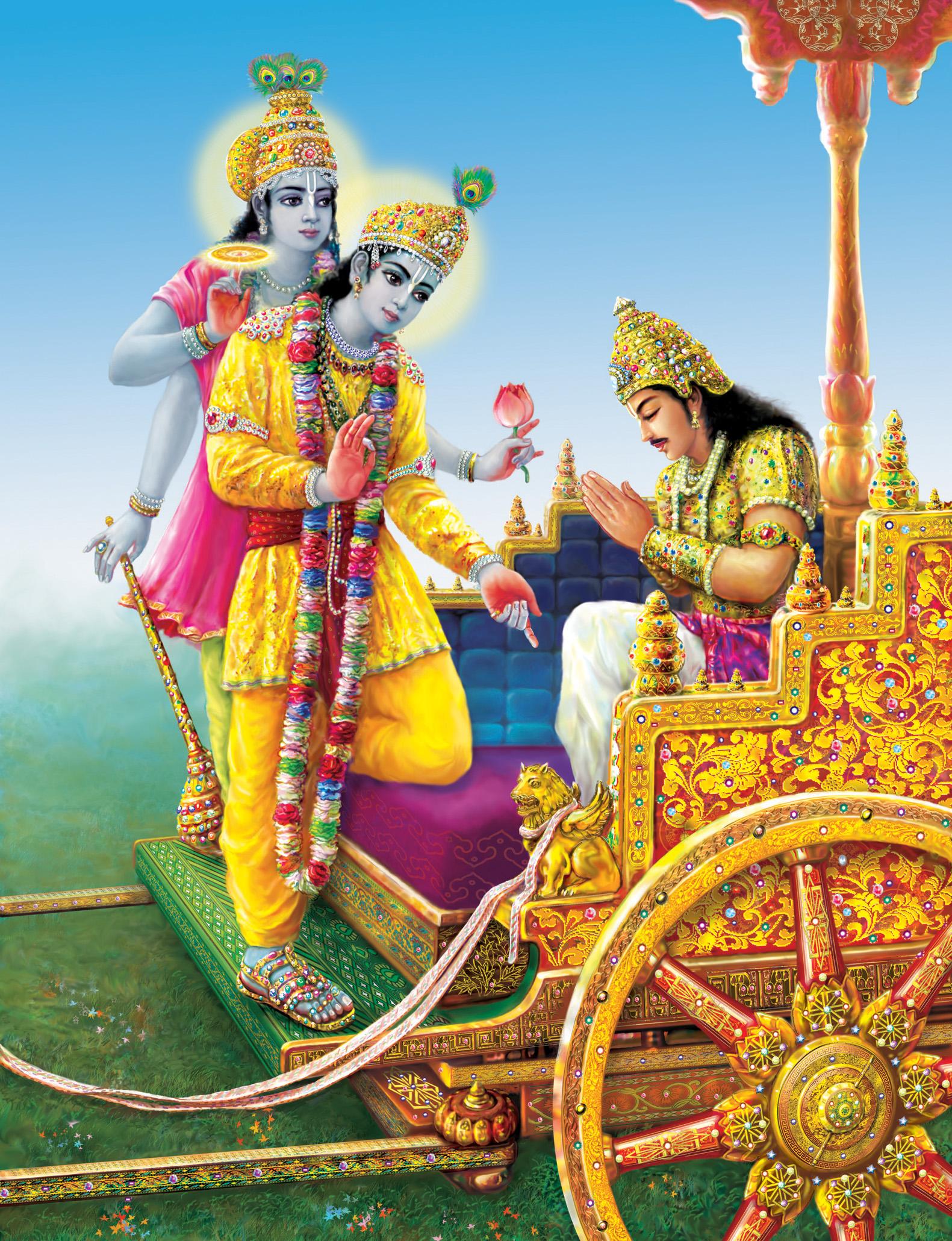 1581x2060 Bhagavad Gita Art Gallery Plate 32: At Last Krishna Showed Arjuna His Two Armed Form