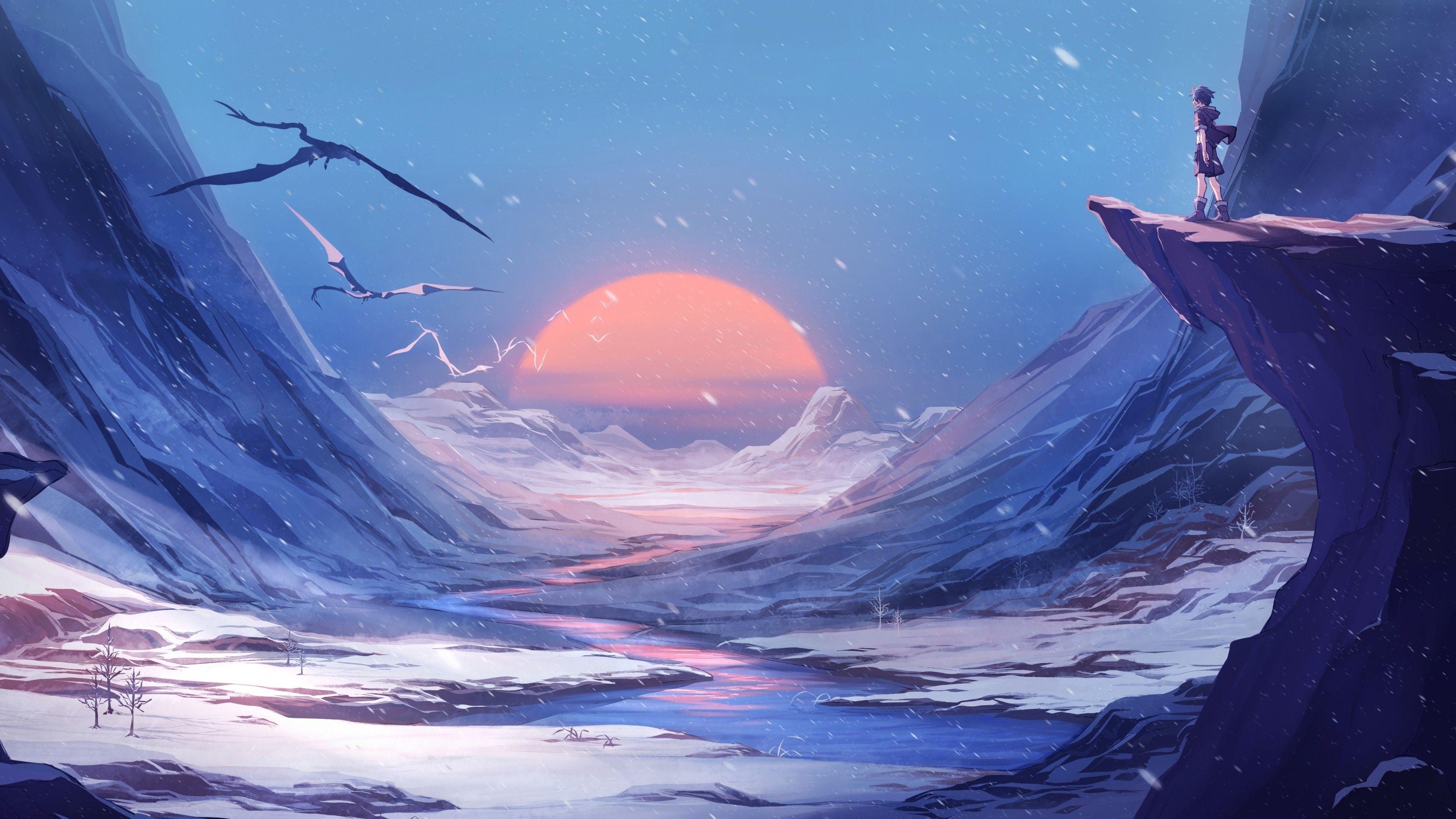 3840x2160 Beautiful Winter Illustration Ultra HD Wallpaper