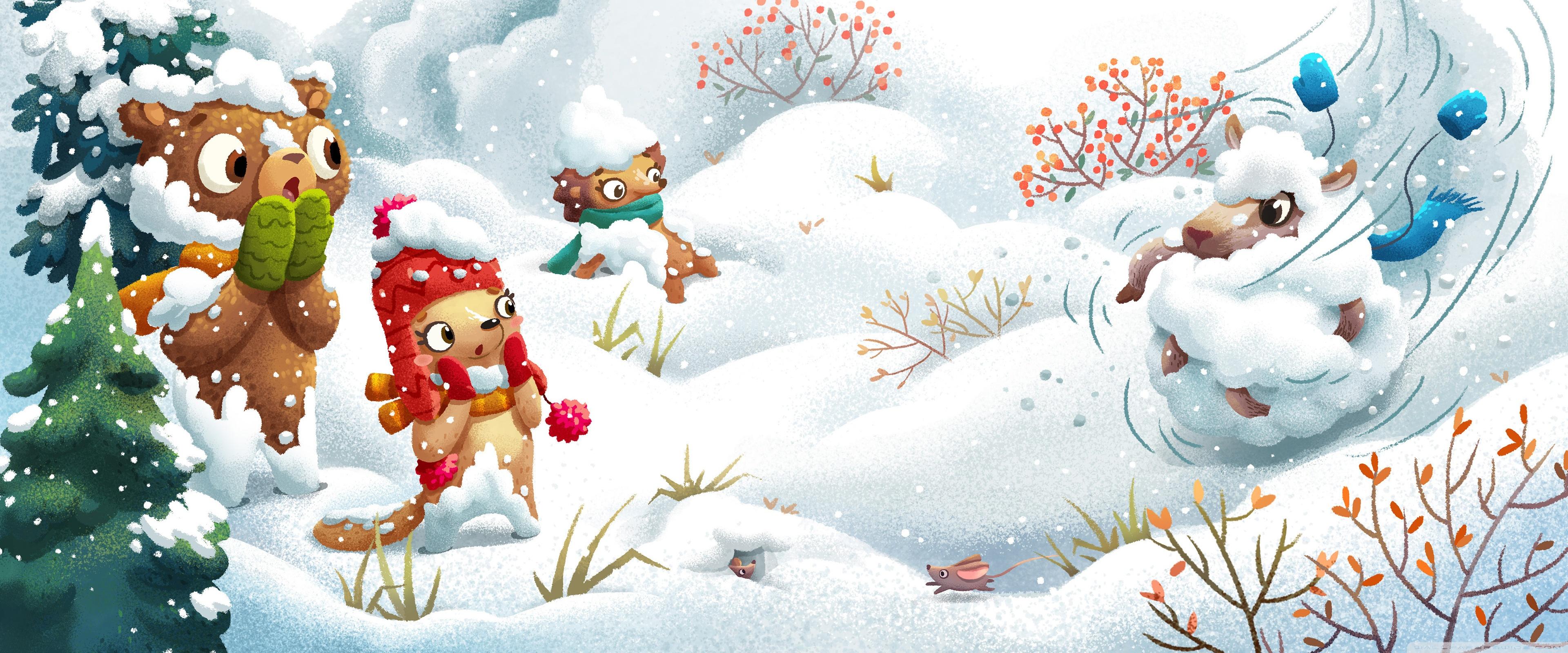 3840x1600 Winter Illustration Ultra HD Desktop Background Wallpaper for 4K UHD TV : Widescreen & UltraWide Desktop & Laptop : Multi Display, Dual & Triple Monitor : Tablet