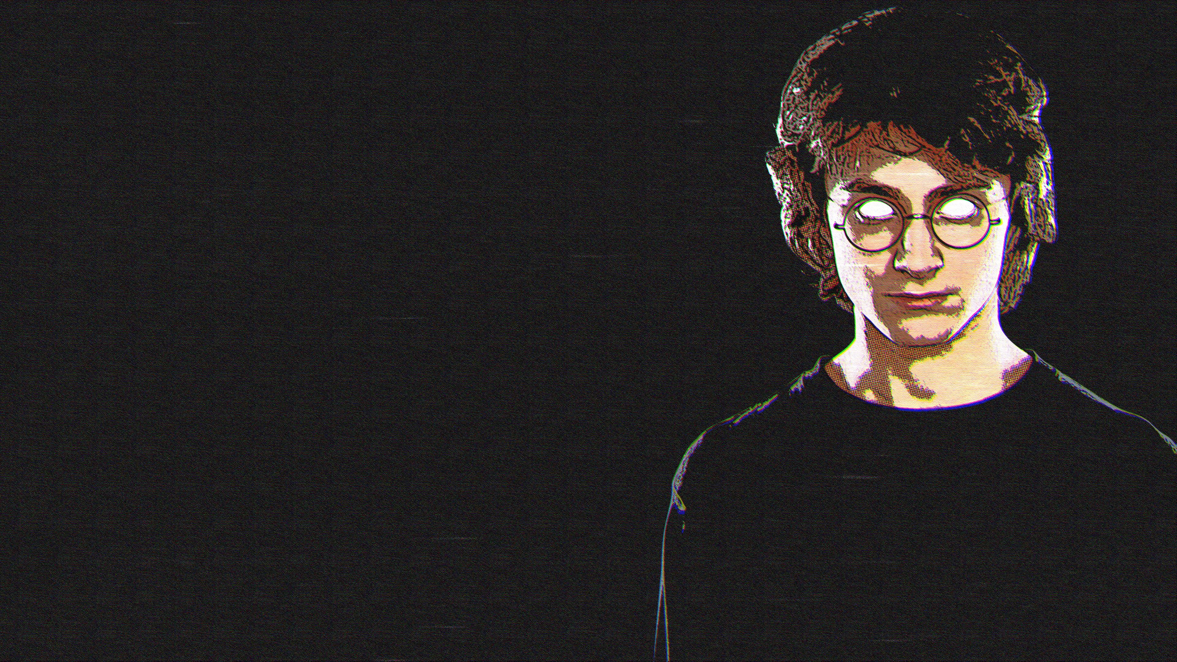 3840x2160 Wallpaper / artwork, simple background, simple, Harry Potter, digital art, glitch art