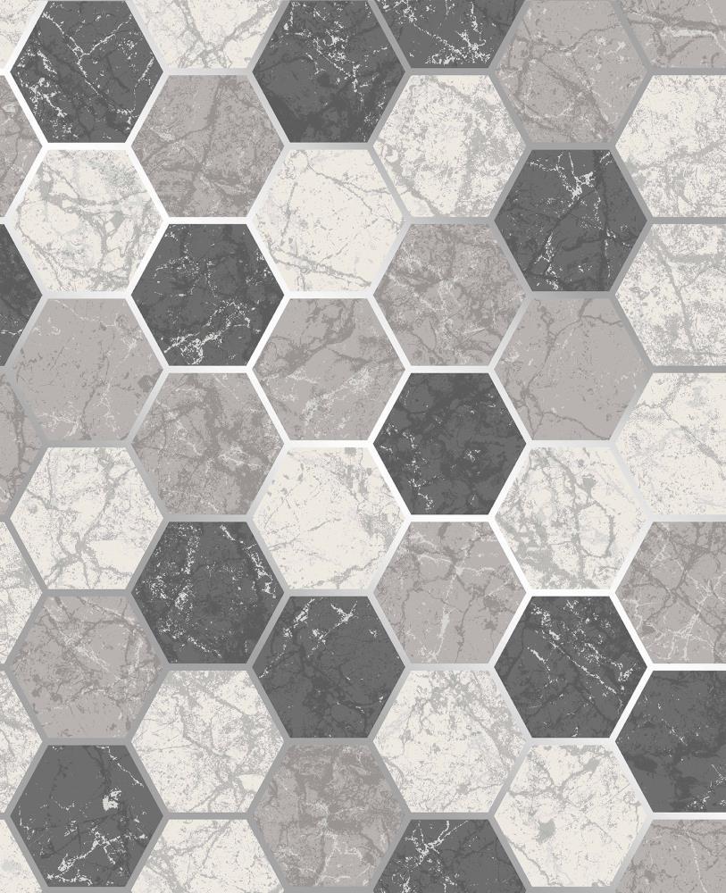 813x1000 Crown Margaret Charcoal Marble Hexagon Wallpaper in the Wallpaper department at