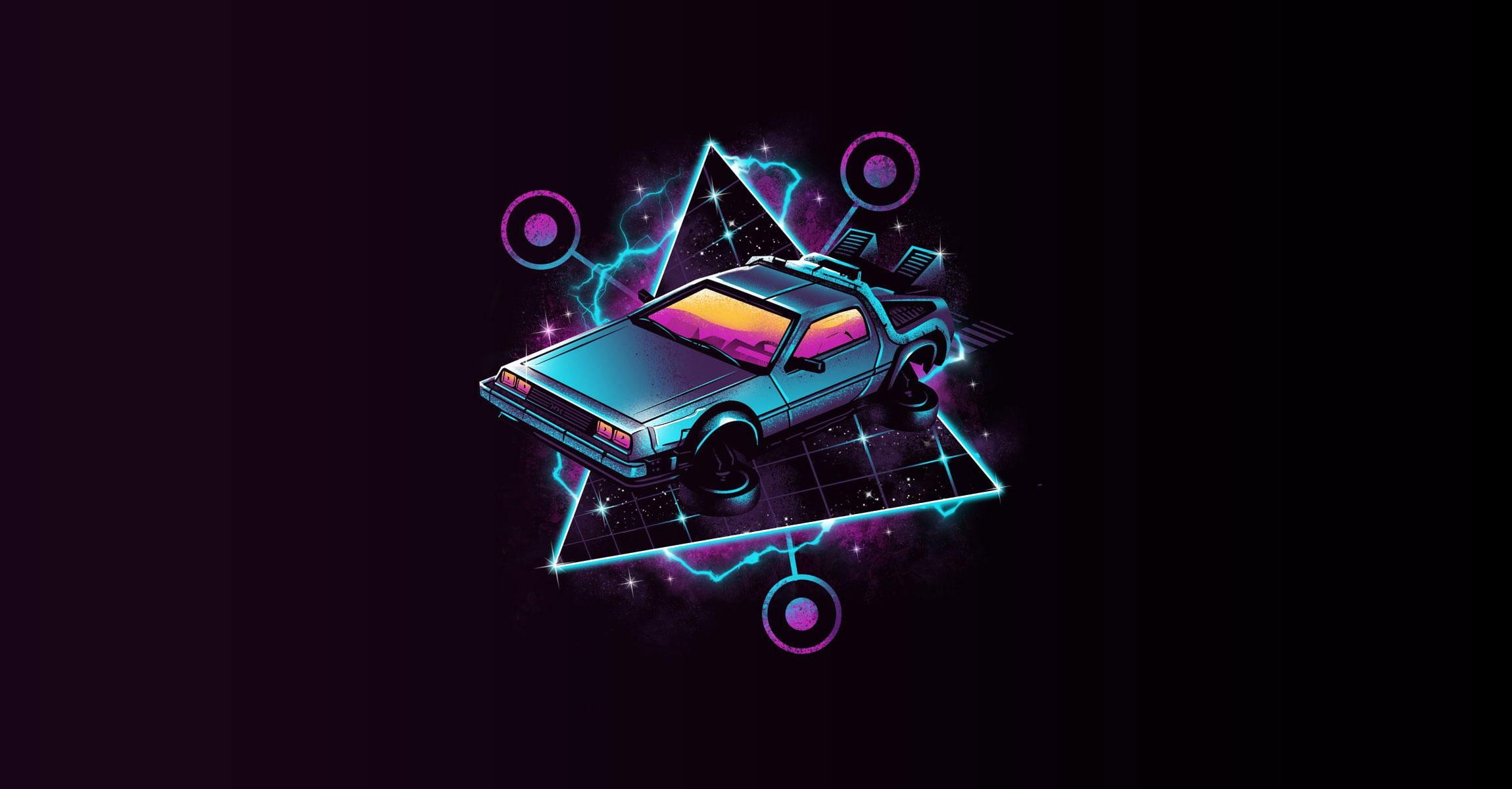 2300x1200 DeLorean DMC 12 Wallpaper, Neon, Back To The Future, Synth, Retrowave • Wallpaper For You HD Wallpaper For Desktop & Mobile