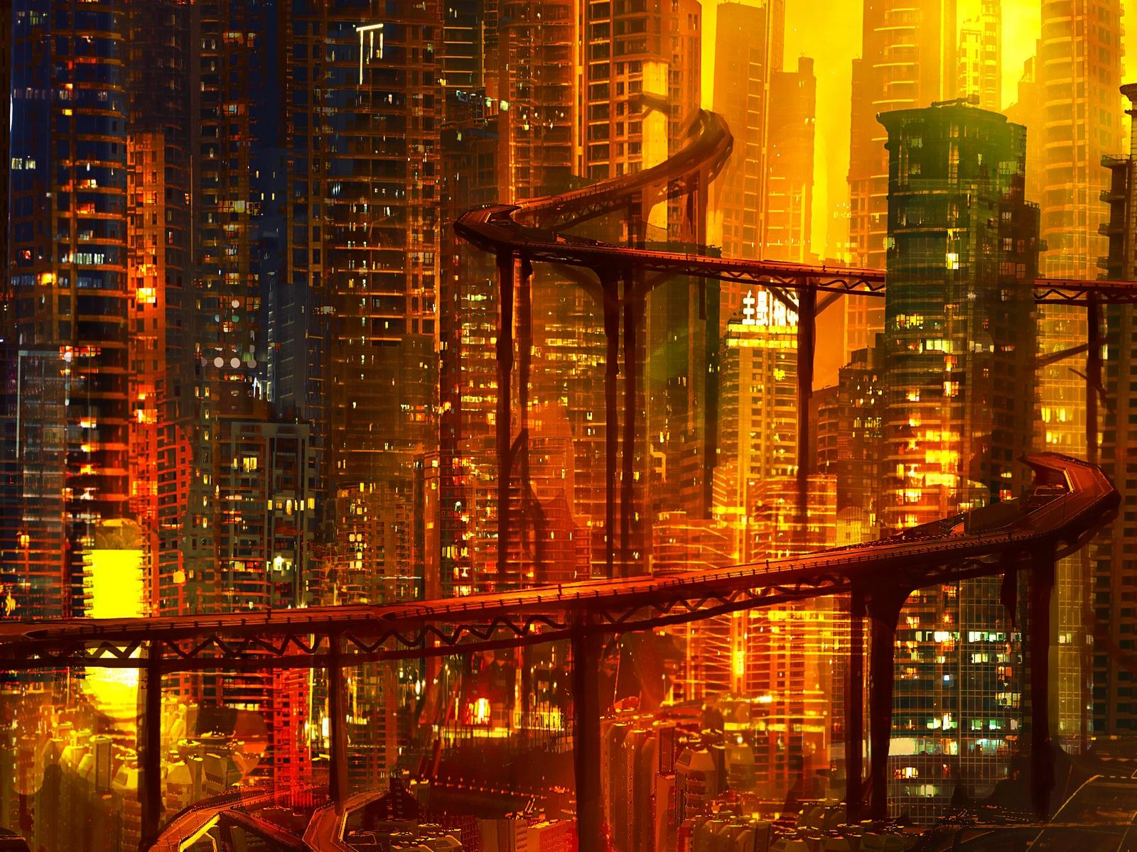 1600x1200 Wallpaper City, Future, Cyberpunk, Architecture, Night, Amazing Futuristic City Wallpaper iPhone