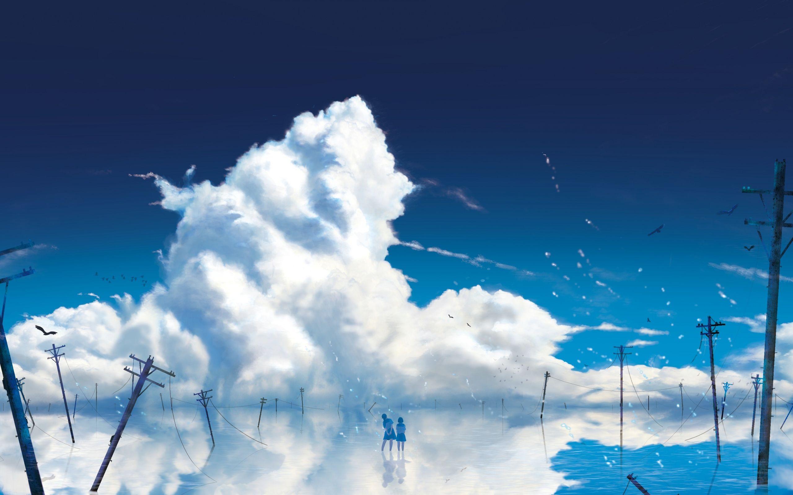 2560x1600 Download 2560x1600 Wallpaper Anime Girls, Outdoor, Clouds, 4k, Dual
