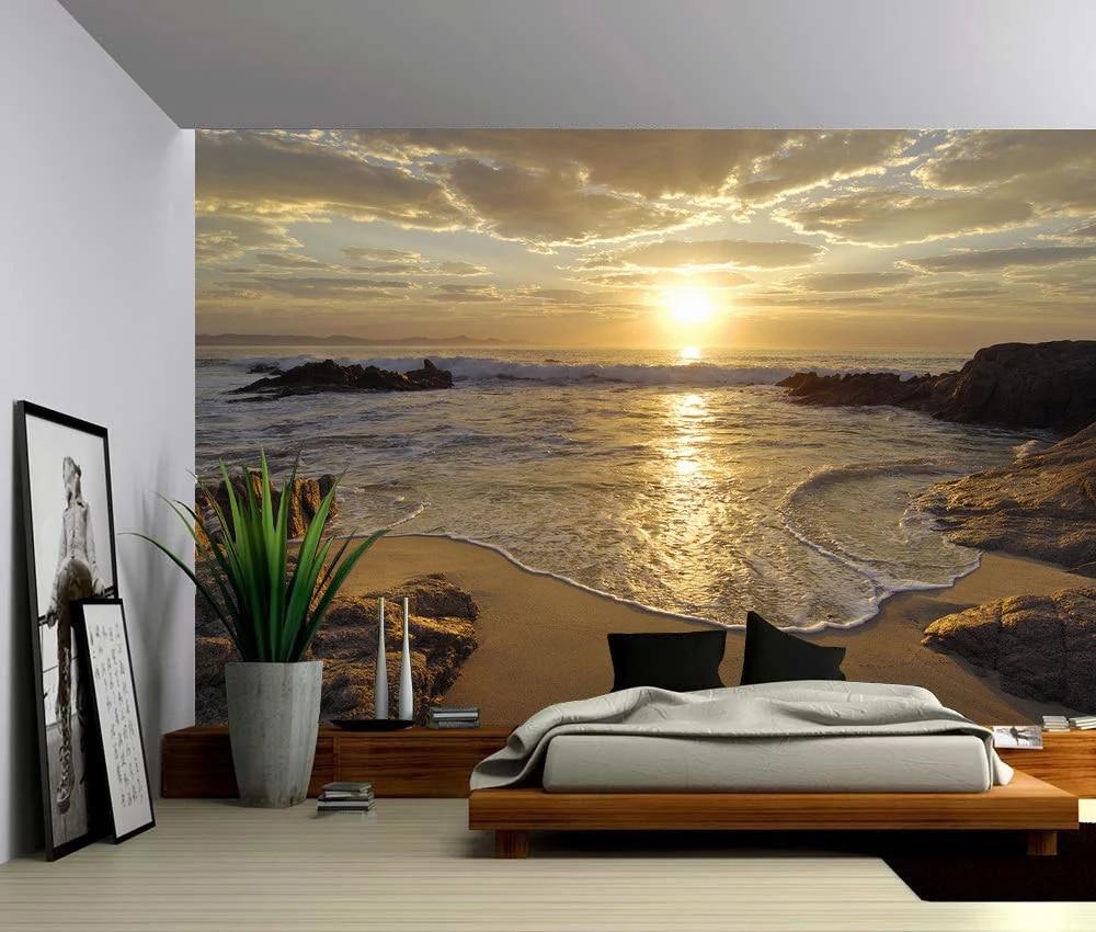 1000x850 Custom 3D Photo Wallpaper Sunrise Sea Ocean Wave Sunset Beach Wall Poster Wall Stickers Home Decor Vinyl Removable Decor