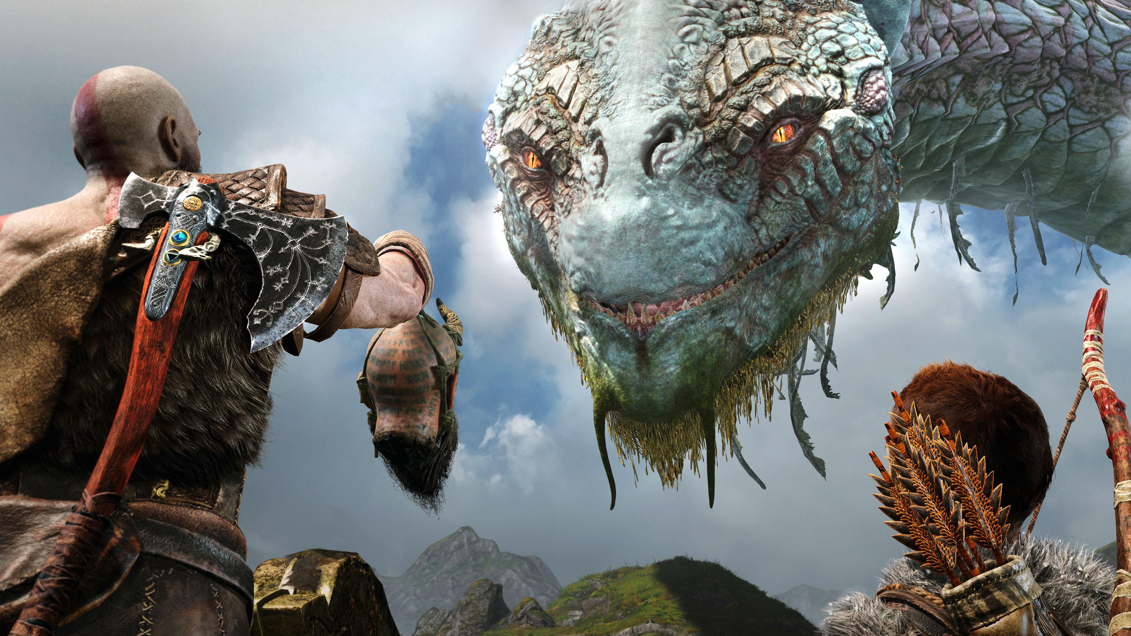 3840x2160 Mimir talking with Jörmungandr (World Serpent) 4k Ultra HD Wallpaper