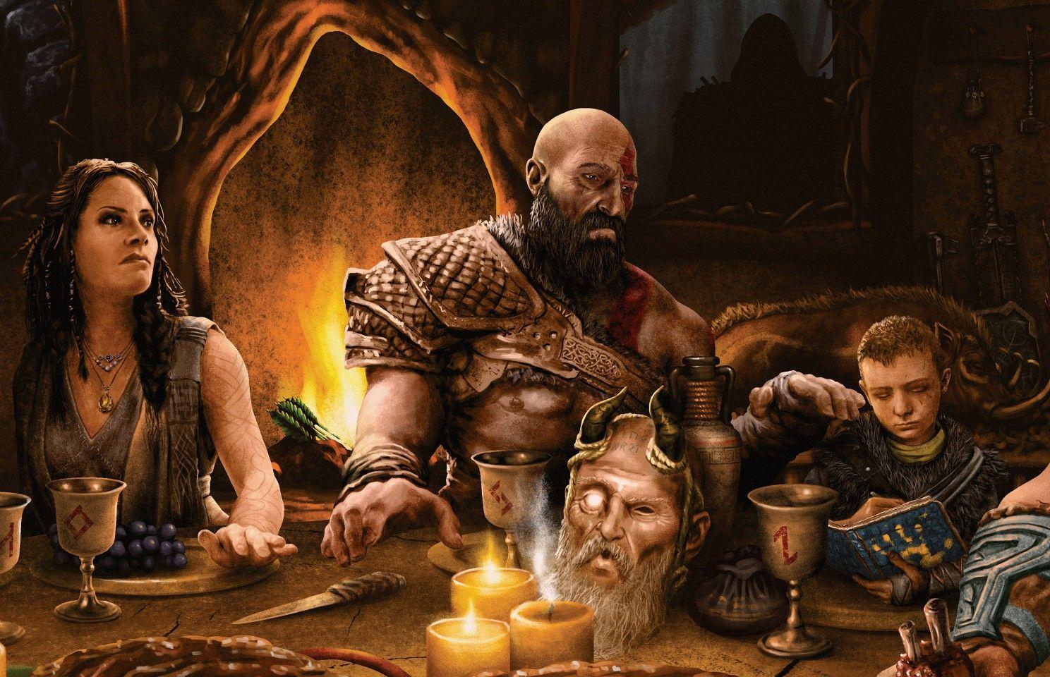 1488x960 God of War Art, Kratos, Atreus, Freya, Mimir. God of war, War art, Kratos god of war