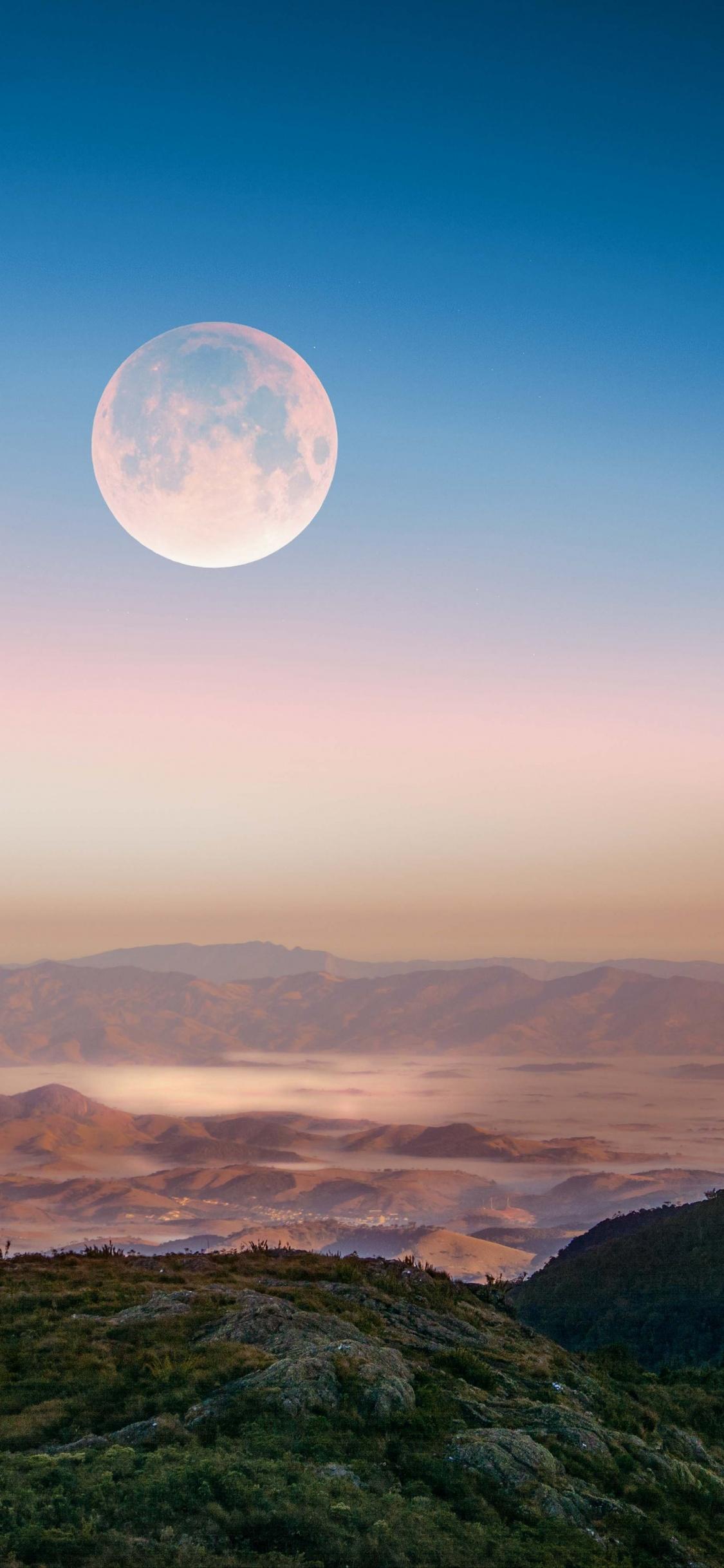 1125x2436 Full moon Wallpaper 4K, Hills, Itatiaia National Park, Mountains, Nature