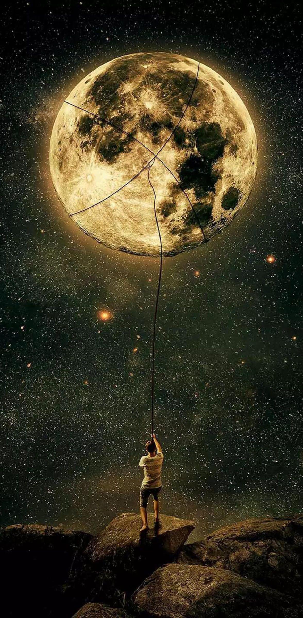 1176x2400 Wallpaper for iPhone 12 Pro and iPhone 12 Pro Max. Moonlight painting, Illusion photo, Wallpaper