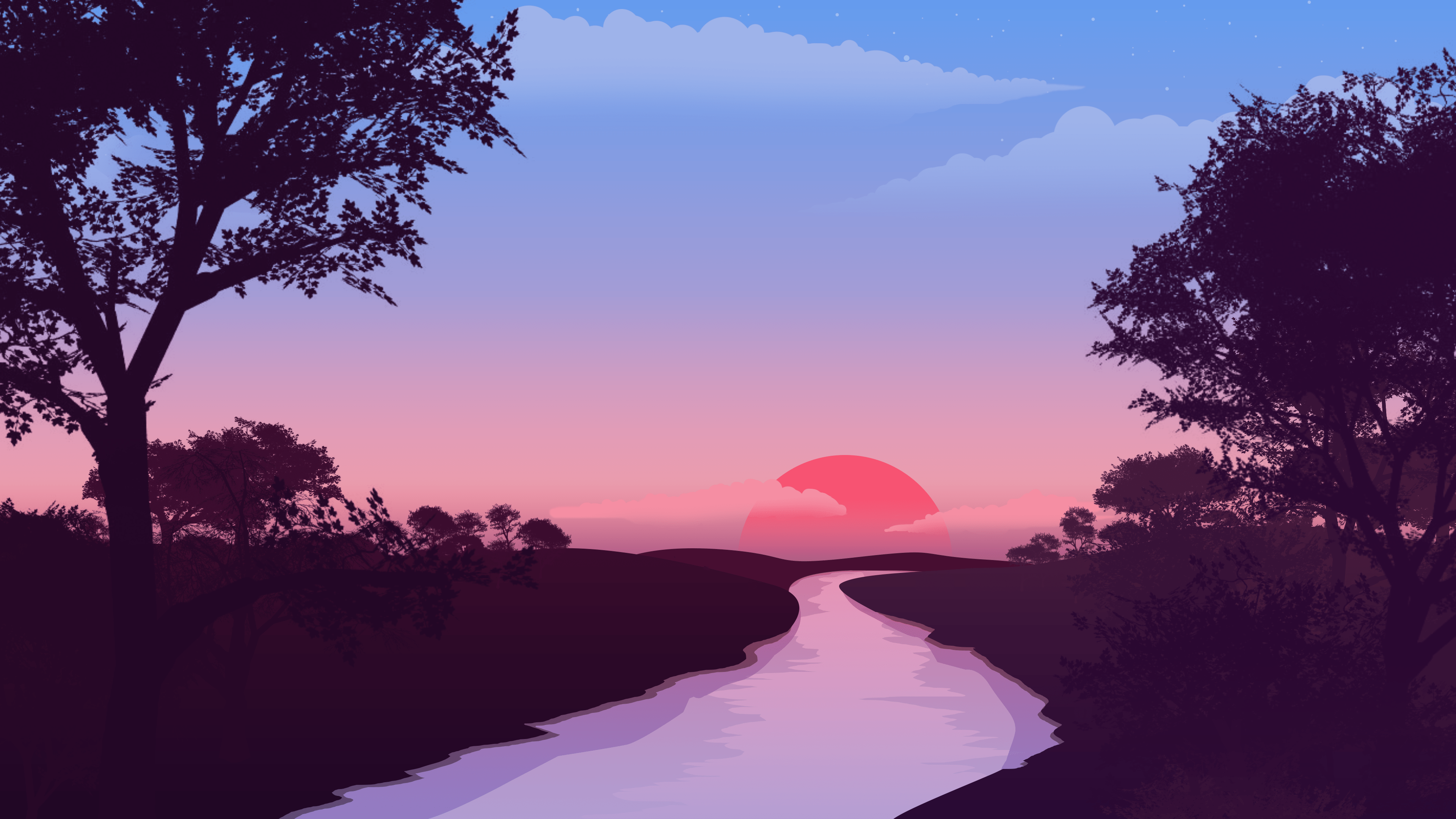 3840x2160 Minimalist River 4K wallpaper
