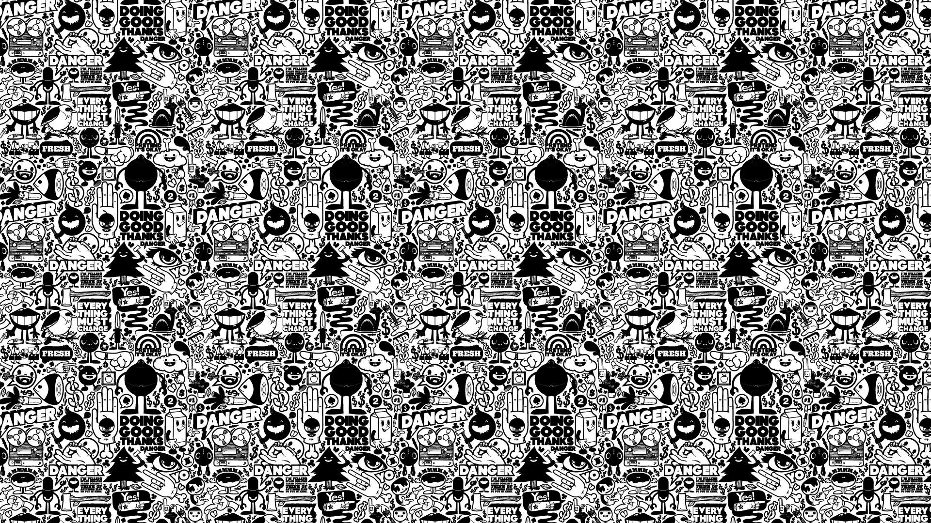1920x1080 Download Wallpaper 1920x1080 black white, texture, design, creativity, surface Full HD 1080p HD Background